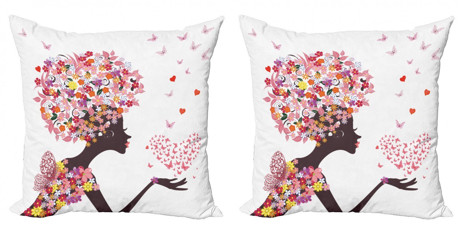 Kissenbezüge Modern Accent Doppelseitiger Digitaldruck, Abakuhaus (2 Stück), Sommer Schmetterlinge Blüten