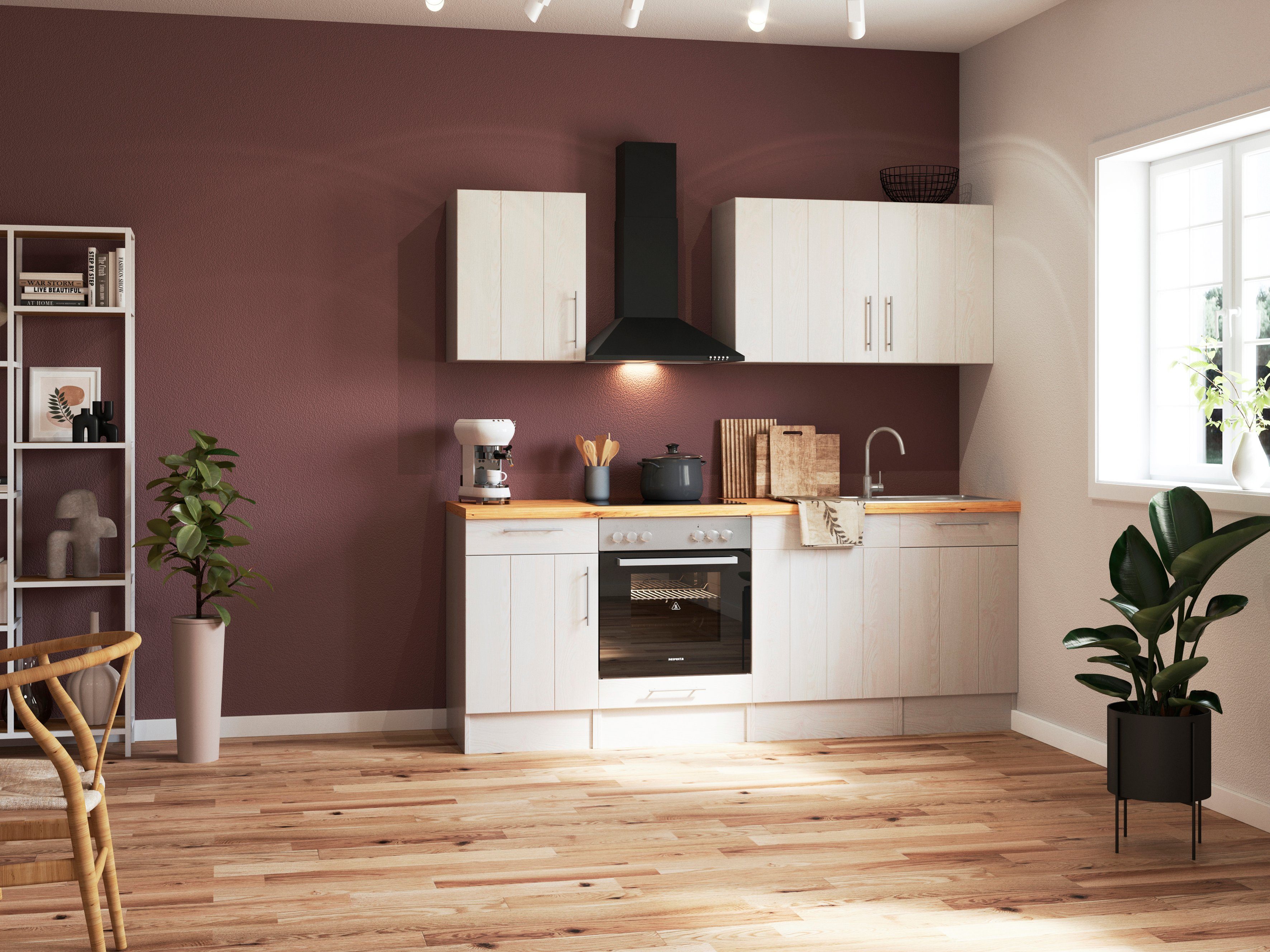 RESPEKTA Küchenzeile Anton, Breite 220 cm, mit Soft-Close, in exklusiver Ko günstig online kaufen