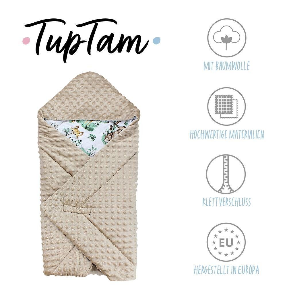 Winter Wattiert TupTam Einschlagdecke für Minky, Blättern Babyschale Tiere Einschlagdecke mit Baby