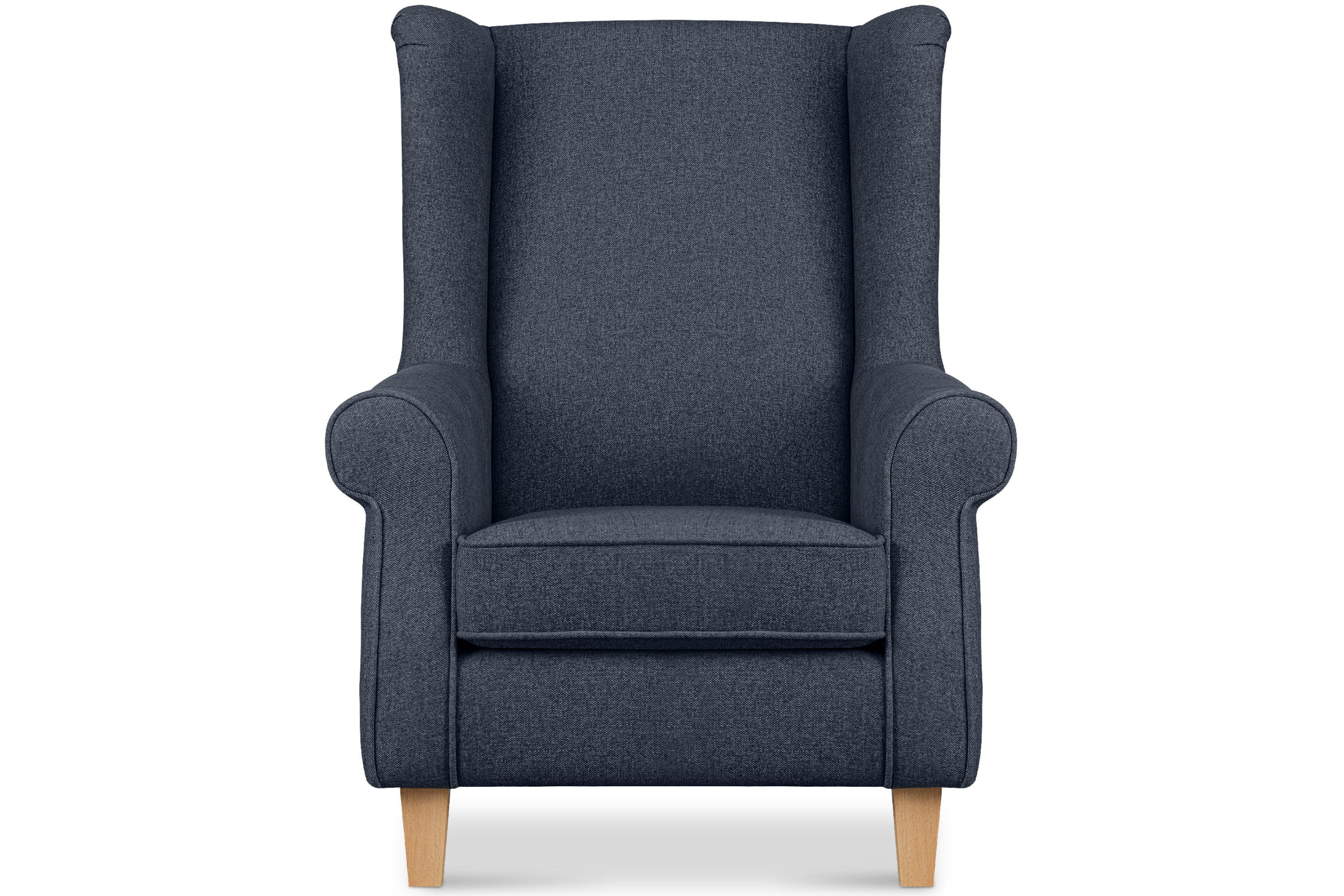 Konsimo Ohrensessel MILES Gepolsterter Sessel, mit Armlehnen, Sessel mit Federn in der Sitzfläche, Massivholzbeine