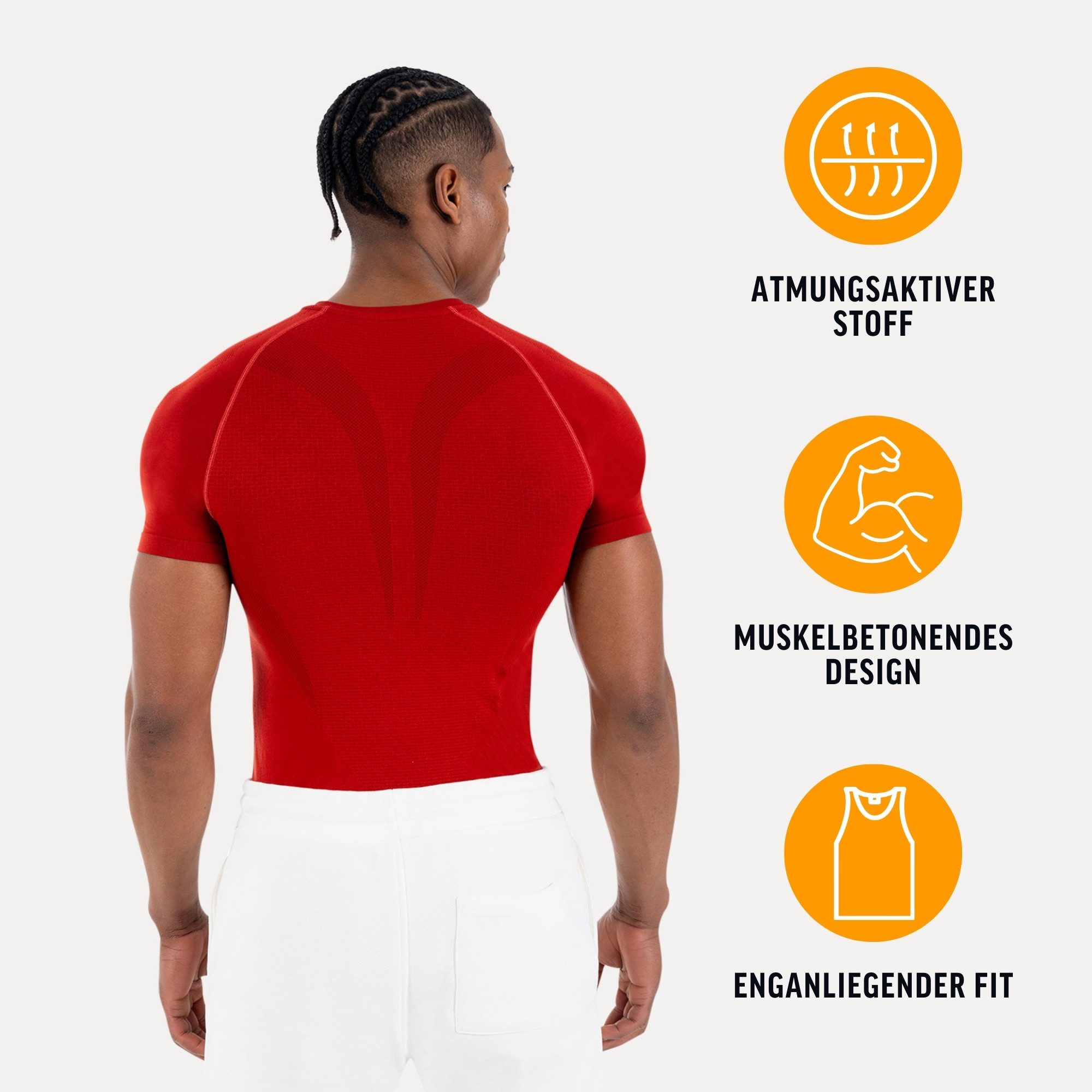 Smilodox T-Shirt Carnos, Compression Shirt Herren, Gymshirt, Seamless, Training Compression Fit, Seamless, atmungsaktiv, Body Mapping, Stretch
