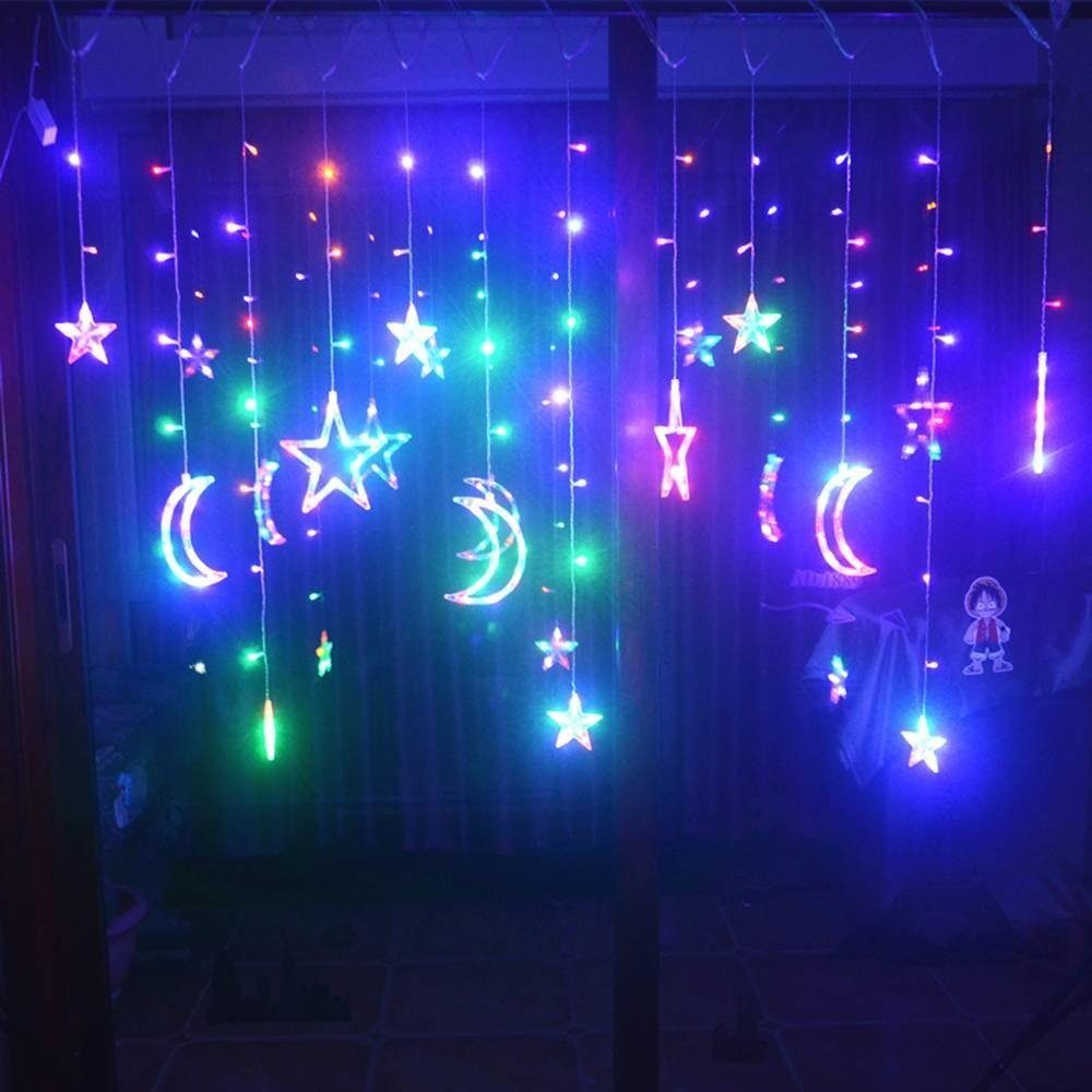 Oneid LED-Lichterkette Sterne Modi, Für Partei,Warmweiß/ Mehrfarbig, Lichternetz,8 2.5m