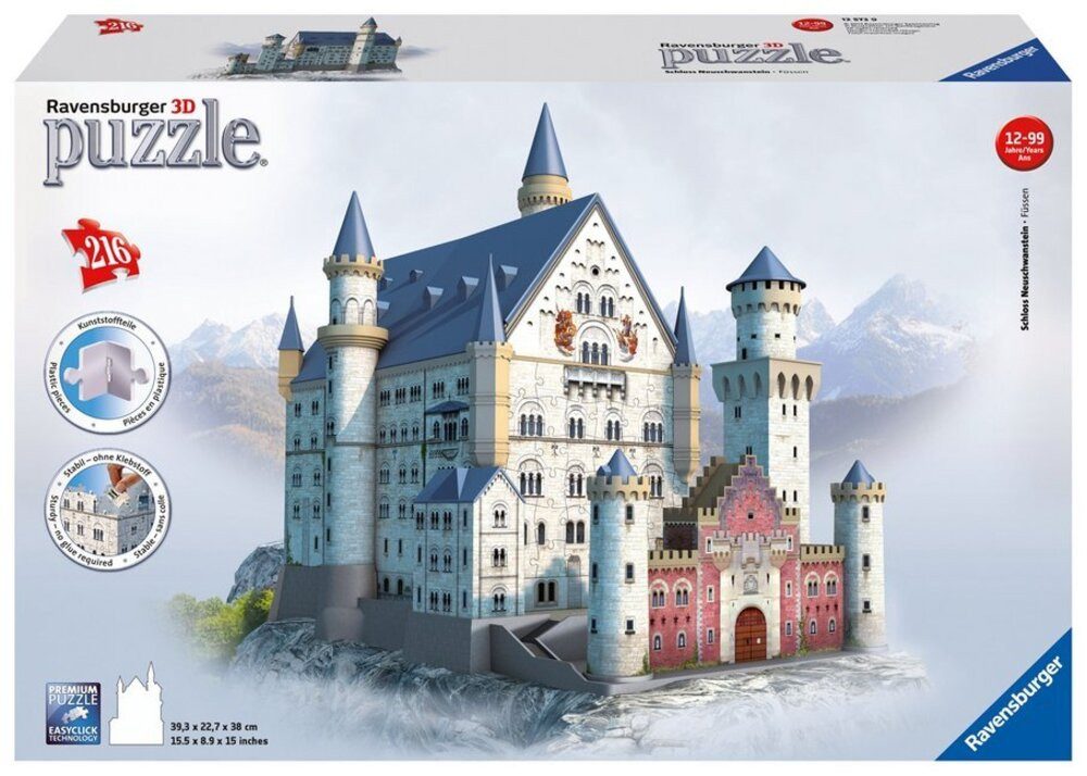 Ravensburger Puzzle Ravensburger 3D Puzzle 12573 - Schloss Neuschwanstein - 216 Teile -..., 216 Puzzleteile