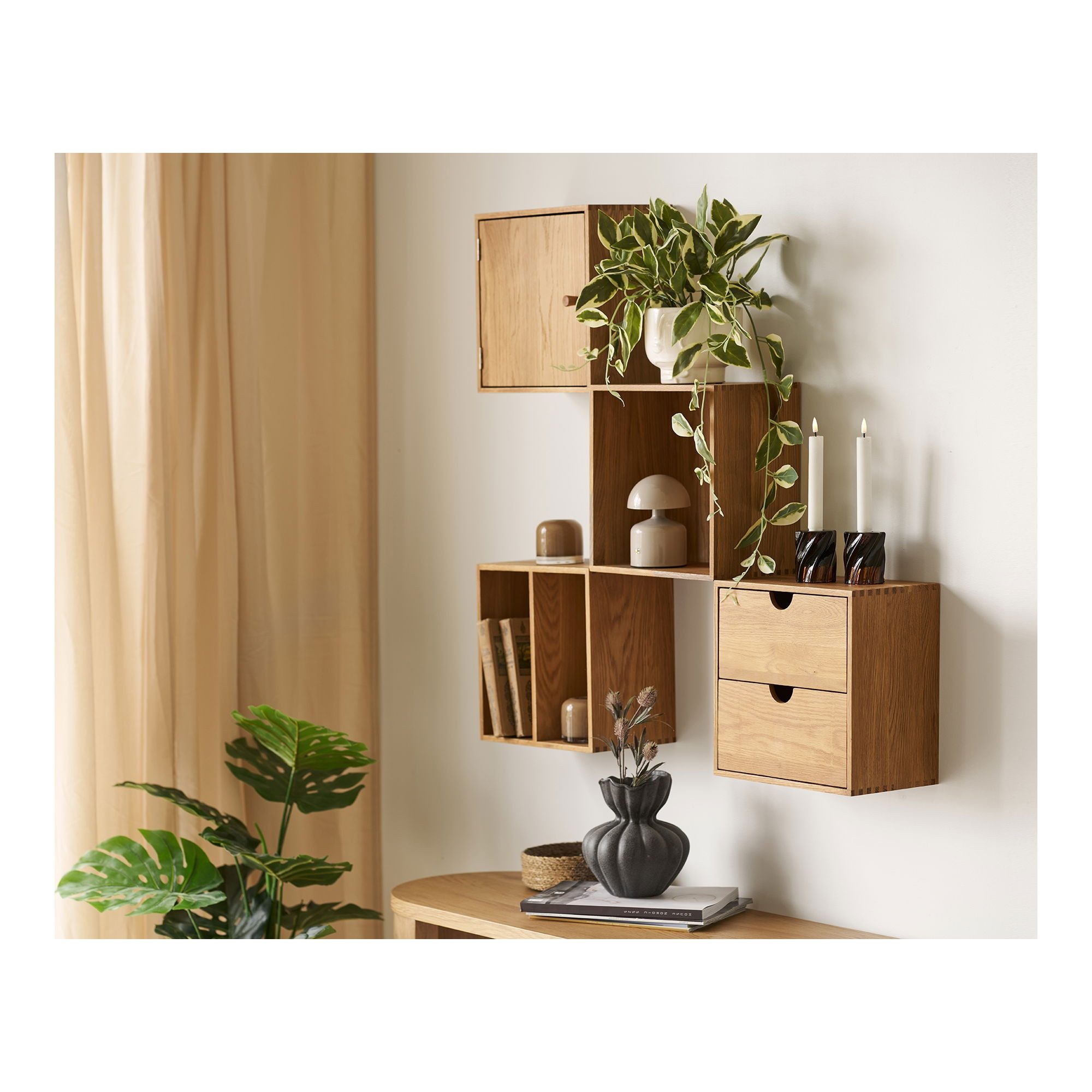 freiraum Regalwürfel Townsville, 4er-Set, (4er-Set) in Eiche, Massivholz - 30x30x18cm (BxHxT)