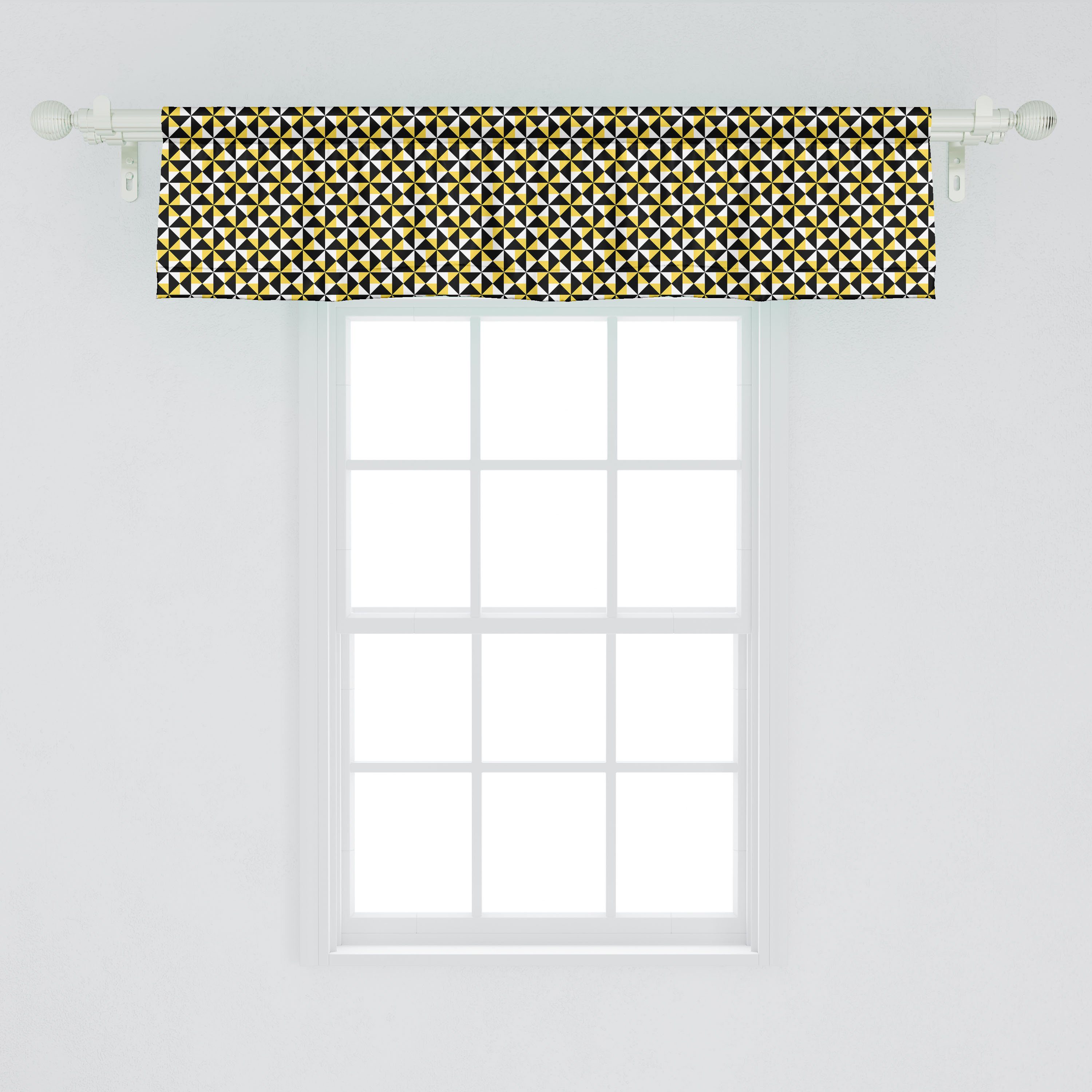 Bicolor mit Schlafzimmer Scheibengardine für Abstrakte geometrische Abakuhaus, Vorhang Stangentasche, Küche Volant Microfaser, Dekor Panne