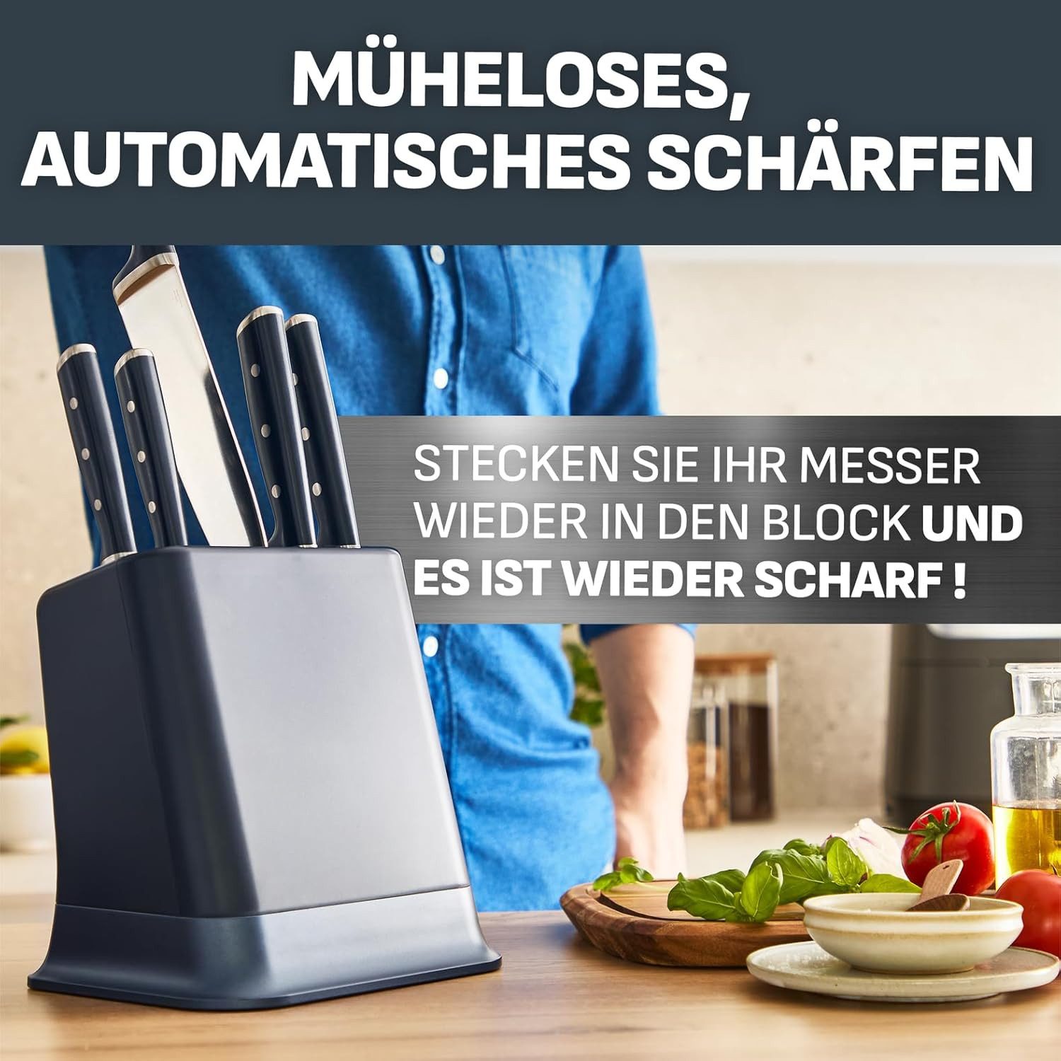 Tefal Messerblock Tefal EverSharp Pro 6-tlg.Messerblock rostfrei Blau K297S744 (6tlg), selbst schärfend
