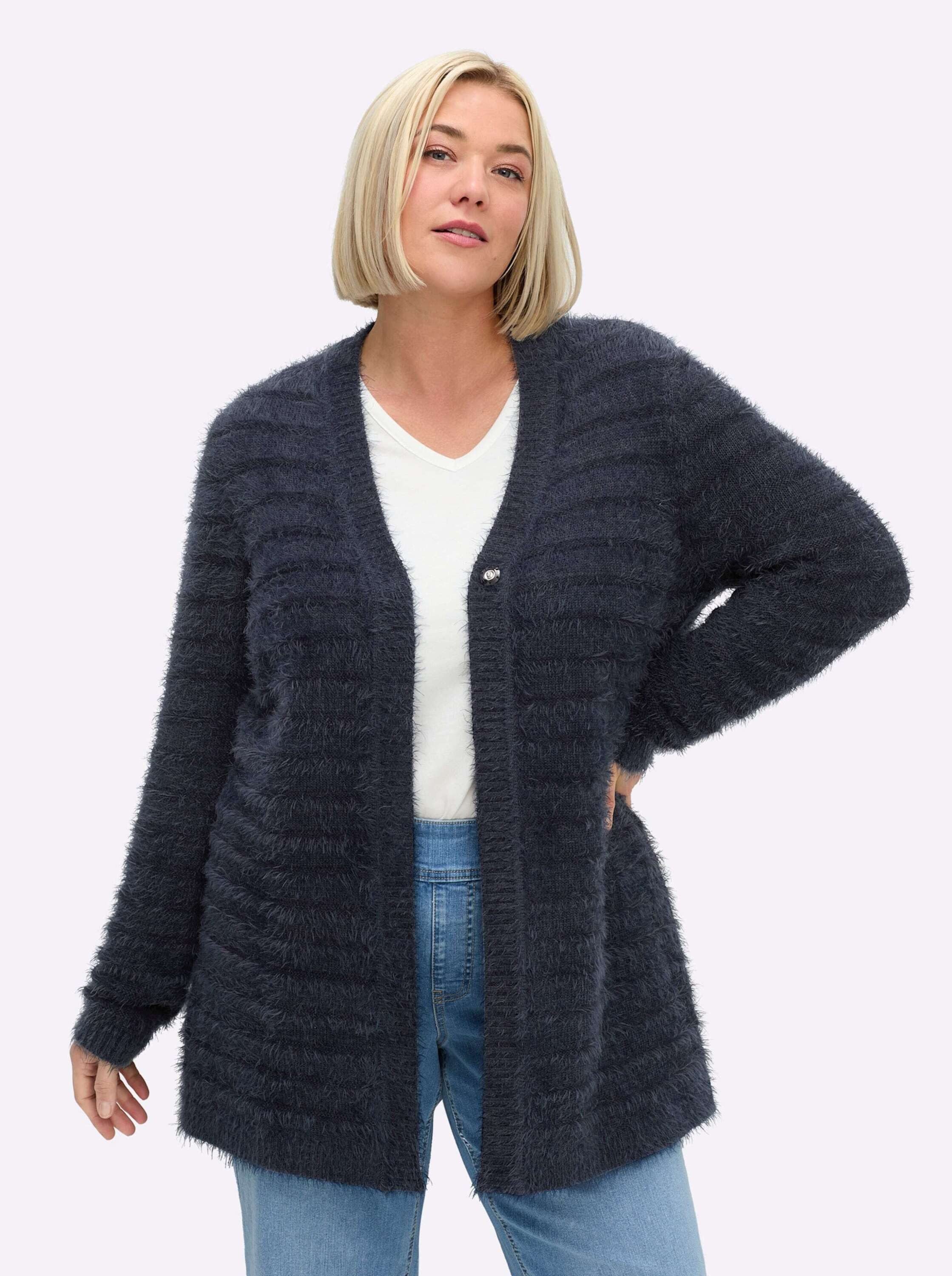 Sheego Strickjacke Strickjacke Langarm Jersey günstig online kaufen