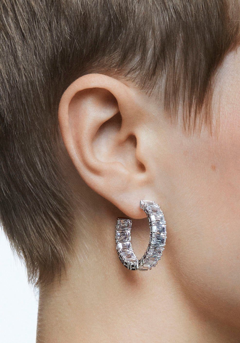 Swarovski Paar Creolen Matrix Baguette, mit Swarovski® Kristall