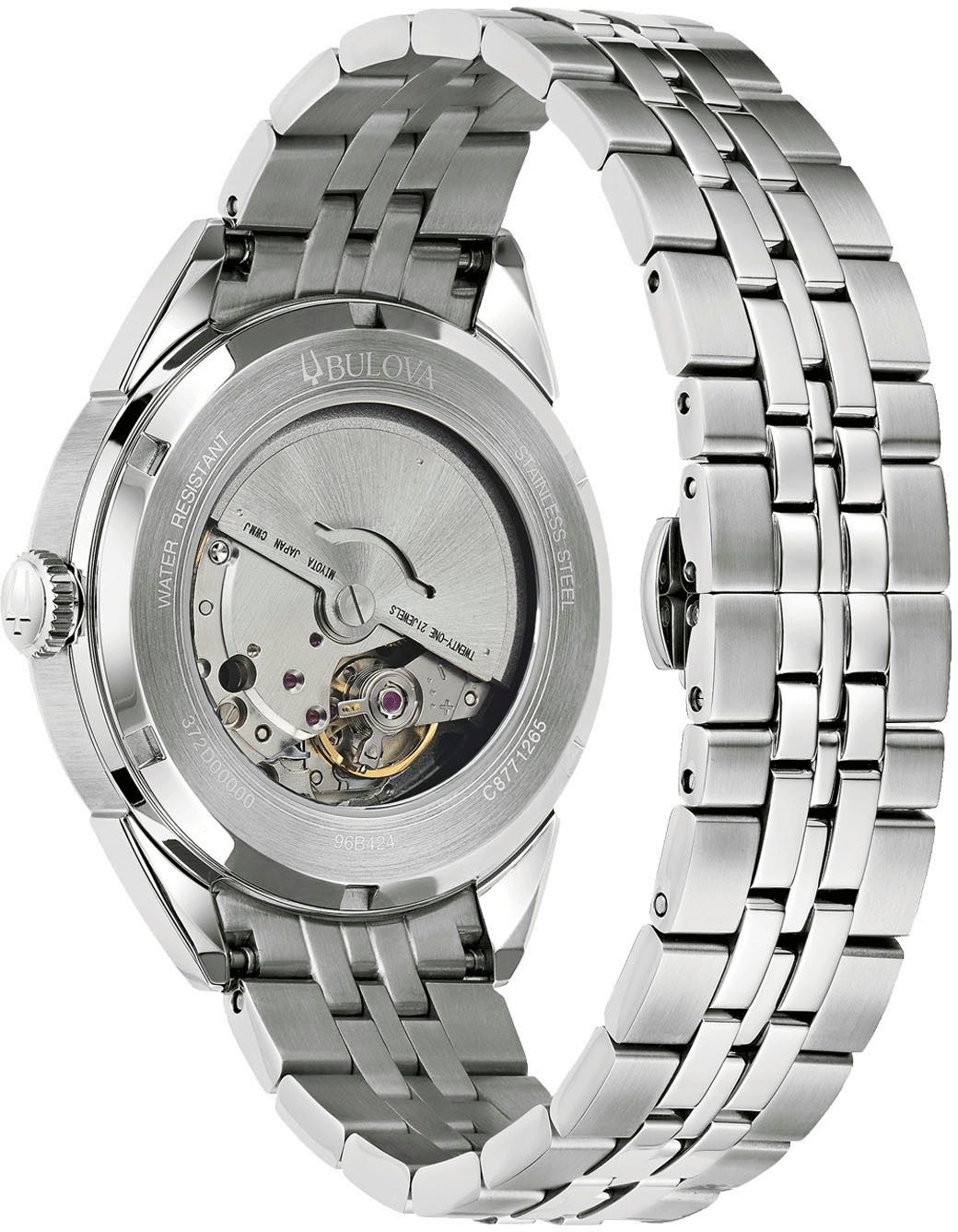 Bulova Automatikuhr 96B424, Armbanduhr, Herrenuhr, Damenuhr, Edelstahlarmband, Saphirglas