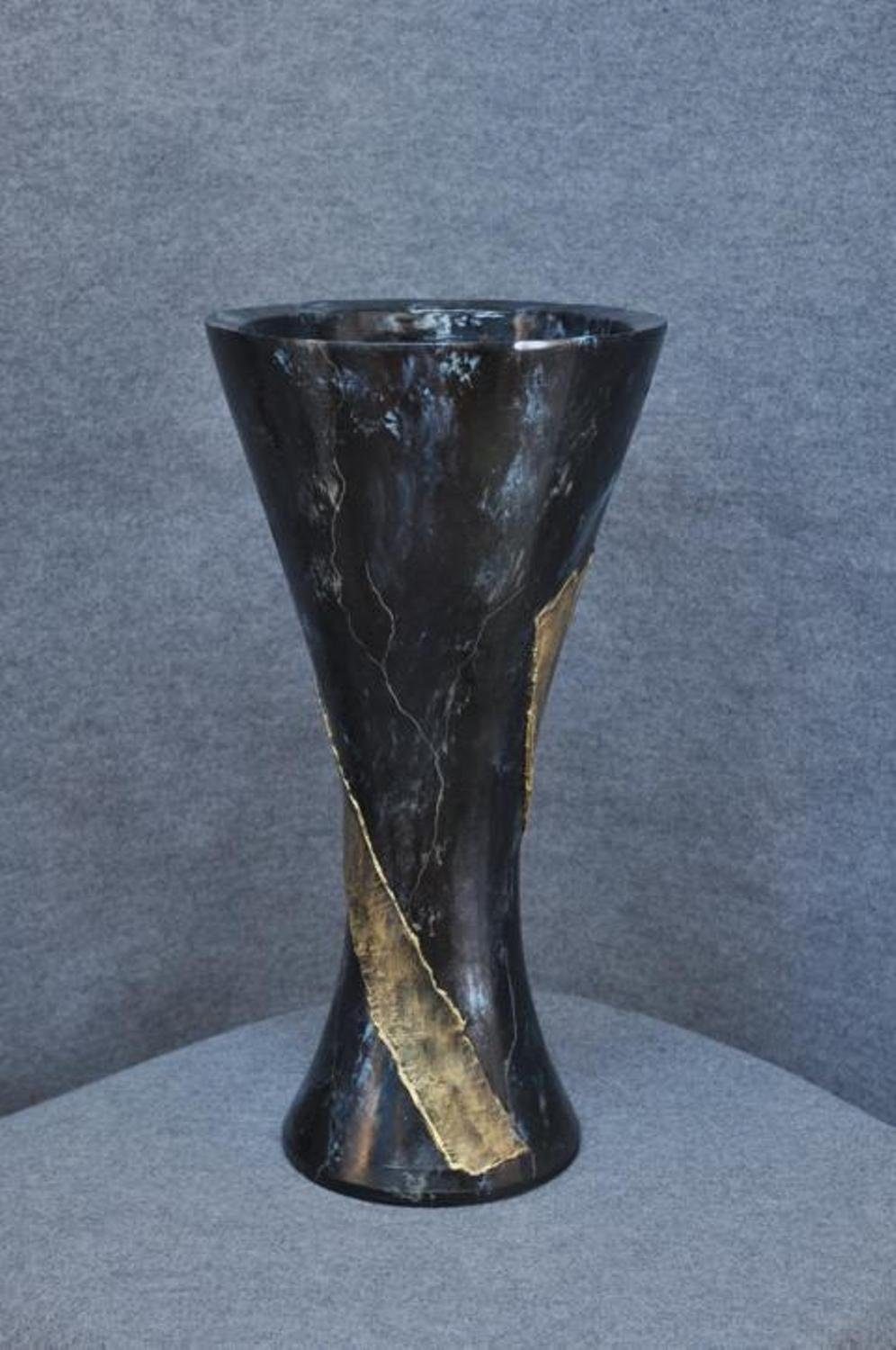 JVmoebel Skulptur XXL Big Vase Design Medusa Antik Stil Blumen Vasen Pokal Deko 0883 Schwarz
