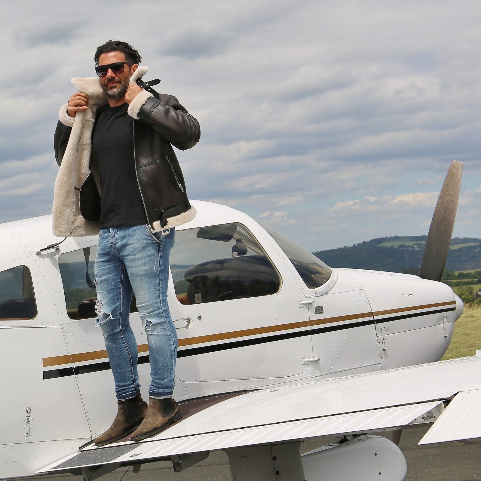 Hollert Bomberjacke B16 Herren Lammfelljacke Echtleder Merino Schaffell Fli günstig online kaufen