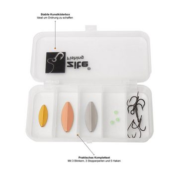 Zite Kunstköder Inline Spoon Set - 2,3-5g Durchlauf-Blinker Metallic & Neon - Köderbox