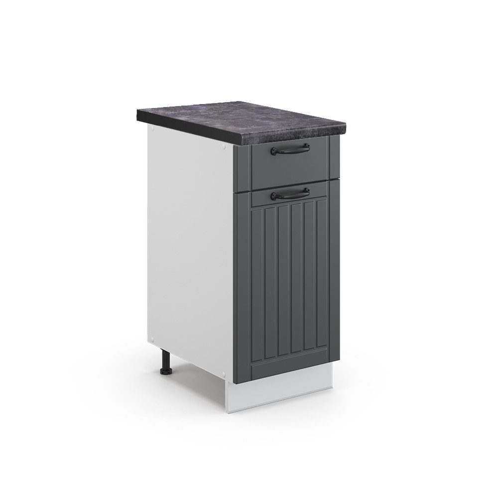 Vicco Unterschrank Fame-Line, Anthrazit Landhaus/Weiß, 40 cm, AP Anthrazit (1-St)