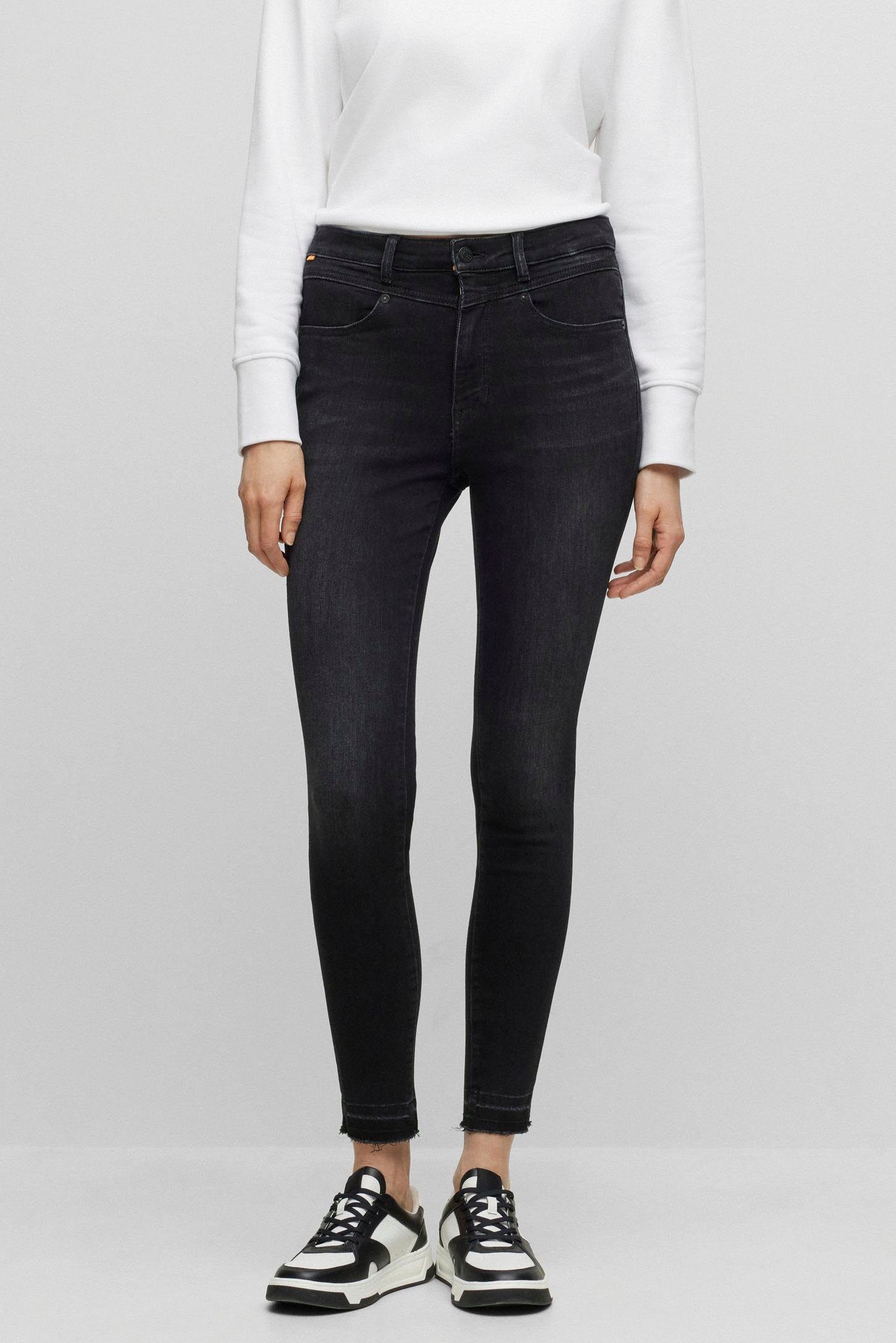 High Kitt ORANGE im Denim, Rise Skinny Rise Premium Skinny-fit-Jeans Five-Pocket-Style, Stretch High BOSS