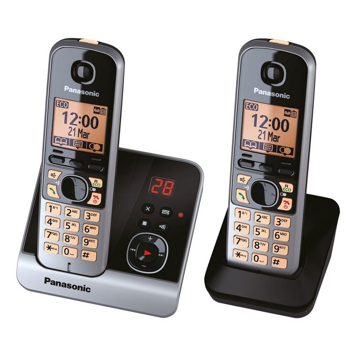 Panasonic KX-TG 6722 Schnurloses DECT-Telefon (2 Mobilteile mit Ladeschale Anrufbeantworter Konferenzfunktion Freisprechfunktion)