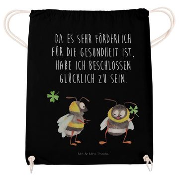 Mr. & Mrs. Panda Sporttasche Hummeln Kleeblatt - Schwarz - Geschenk, Biene Deko, lustige Sprüche, (1-tlg), Weiche Kordel