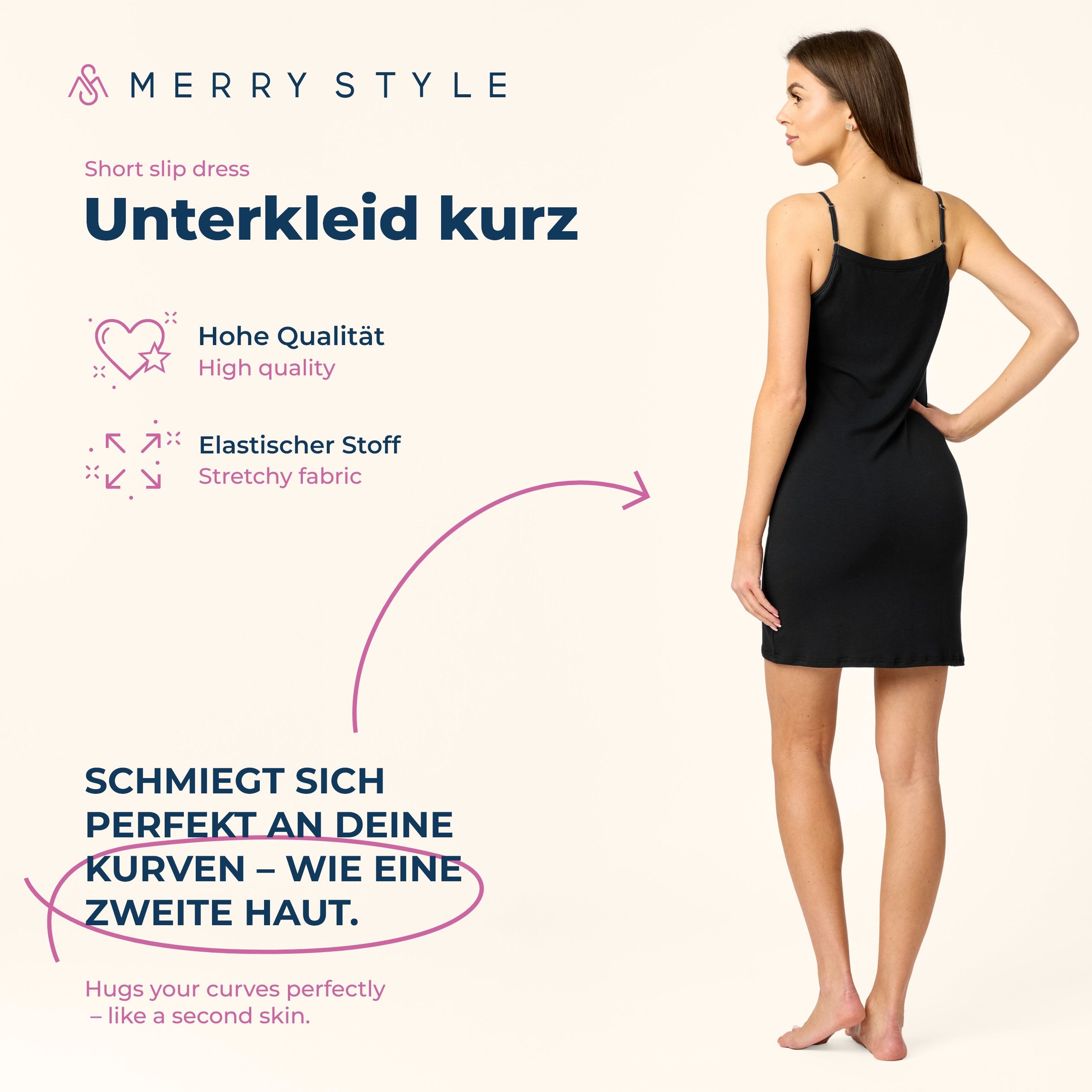 Merry Style Unterkleid Damen kurz Viskose MS10-315 (1-tlg) verstellbare Träger
