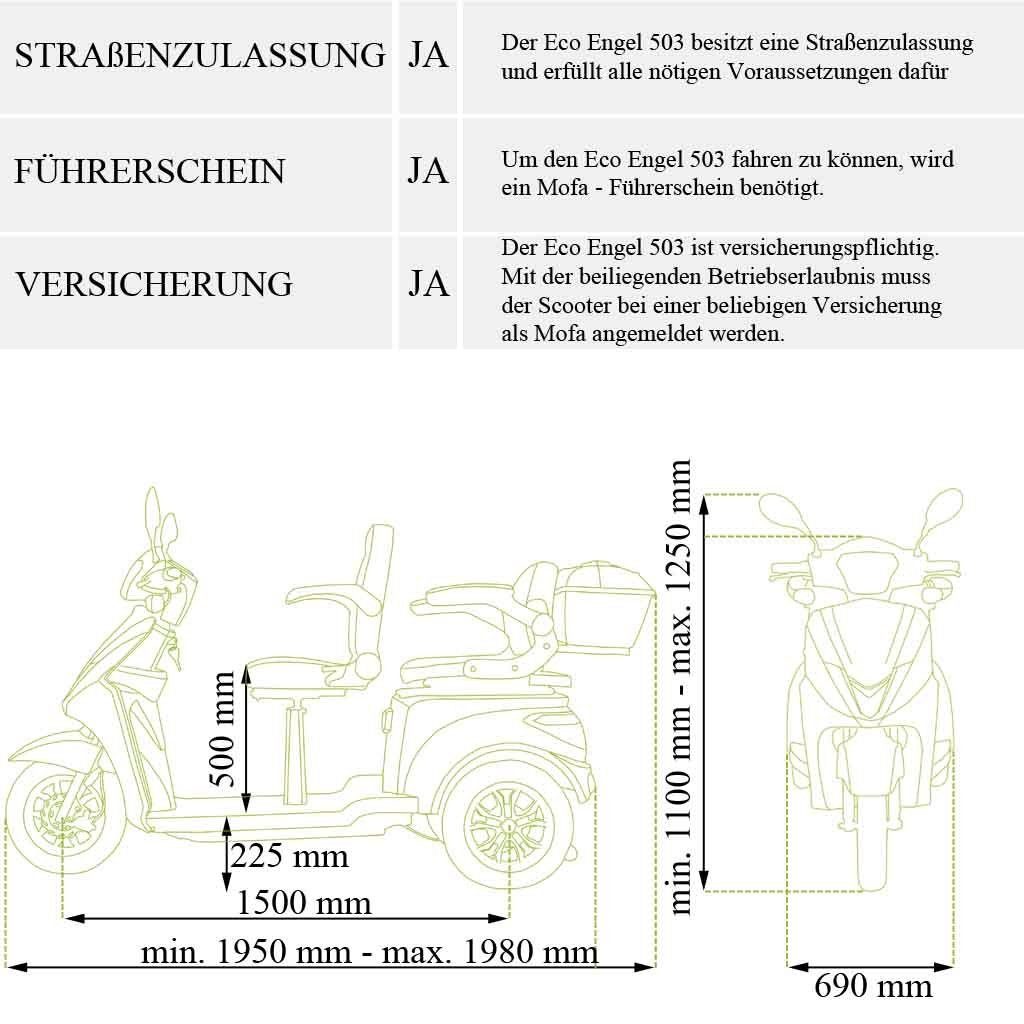 25,00 inkl. Ah ECO Seniorenmobil, W, 20 ENGEL 1000,00 Elektromobil Rot ECO Li-Io km/h, 503 mit ENGEL Topcase Akku