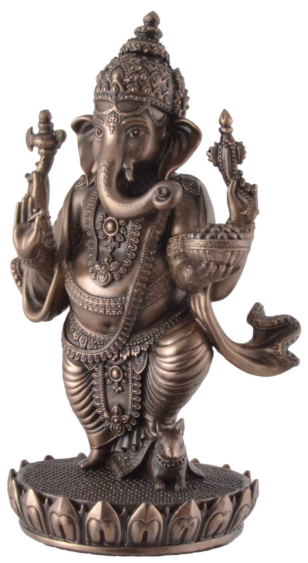 Vogler direct Gmbh Dekofigur indischer by - bronziert, Veronese, Ganesha Glücks Lotusblüte des 8x6x13cm auf von Hand LxBxH: ca. Gott