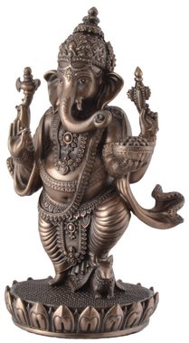 Vogler direct Gmbh Dekofigur Ganesha indischer Gott des Glücks - auf Lotusblüte by Veronese, von Hand bronziert, LxBxH: ca. 8x6x13cm