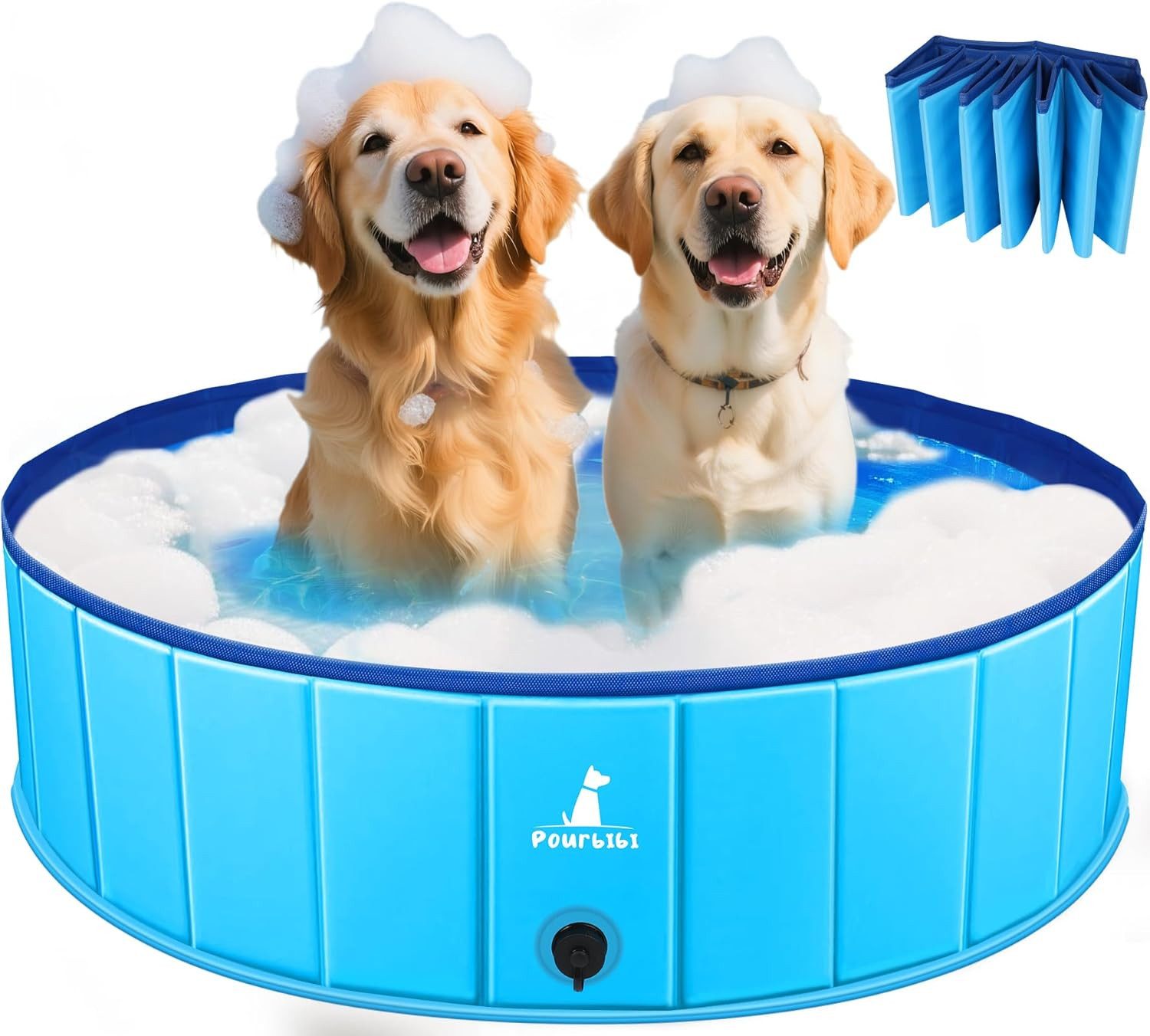 Ophy Hundepool Faltbarer Hundepool (160×30 cm) – rutschfestes PVC, (Planschbecken für Hunde, als Haustierbad & Duschwanne), robust & klappbar