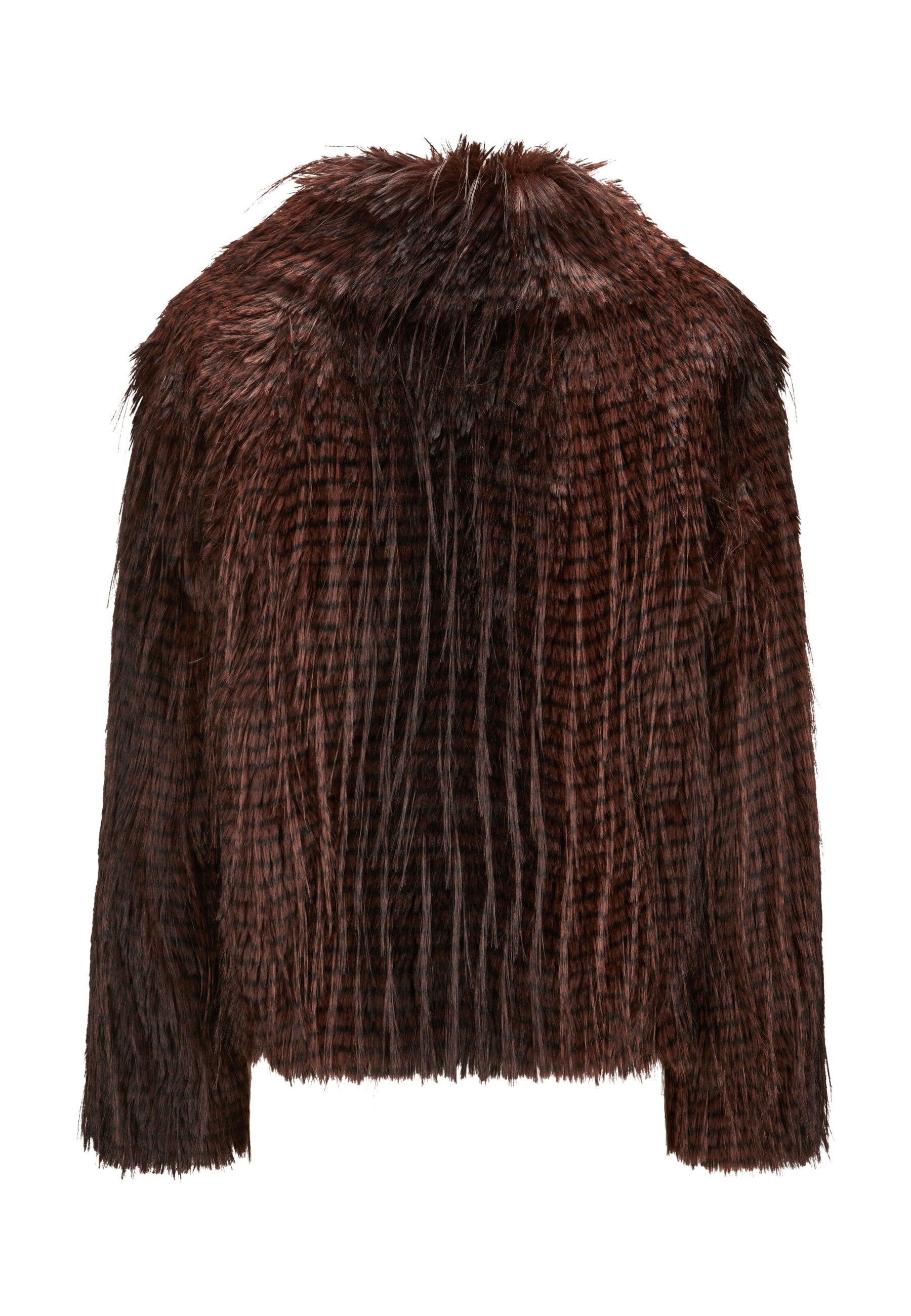 MILESTONE Fellimitatjacke MSNelly Zweifarbiger Feder-Look aus langhaarigem Kunstpelz mit Satinfutter – Bild 3 von 5