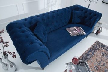 Casa Padrino Chesterfield-Sofa Chesterfield Sofa in Blau 225 x 90 x H. 79 cm - Designer Chesterfield Sofa