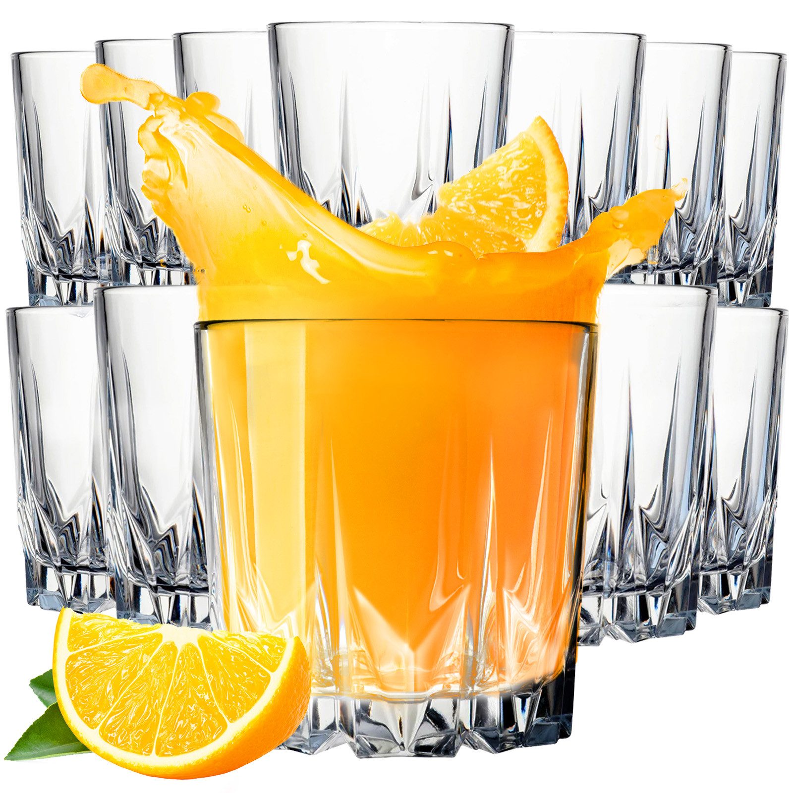 KONZEPT Gläser-Set Wassergläser Trinkgläser Set, Widerstandsfähiges Glas, 12-tlg., 6/12Set, 300ml, für Saft, Wasser, Cocktails, Gin Tonic, kalte Getränke