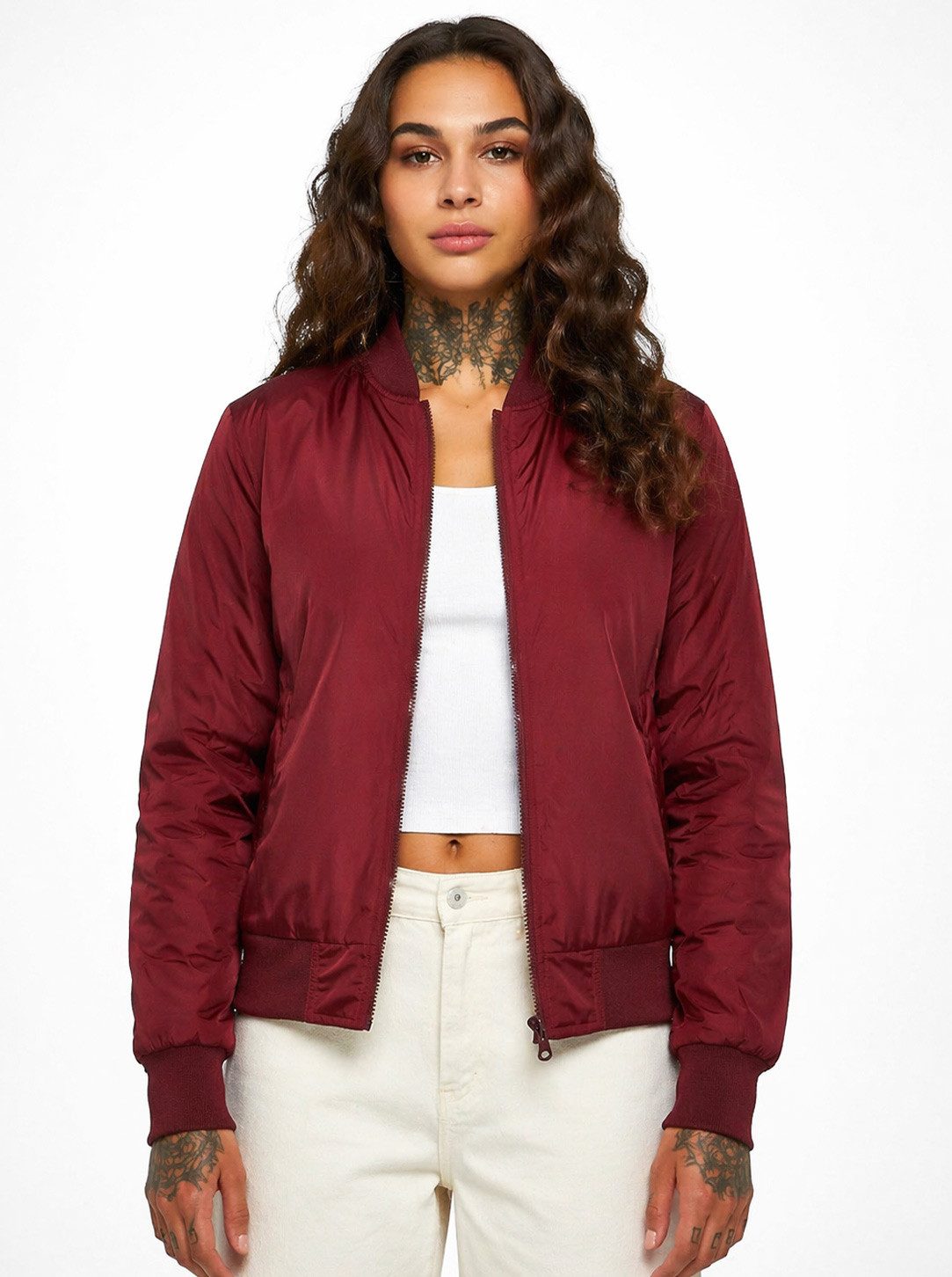 urbandreamz Bomberjacke Damen leichte Bomberjacke Jacke Sommer Frühling Übergangsjacke Seitentaschen, wasserabweisend, waffelartige seitliche Einsätze