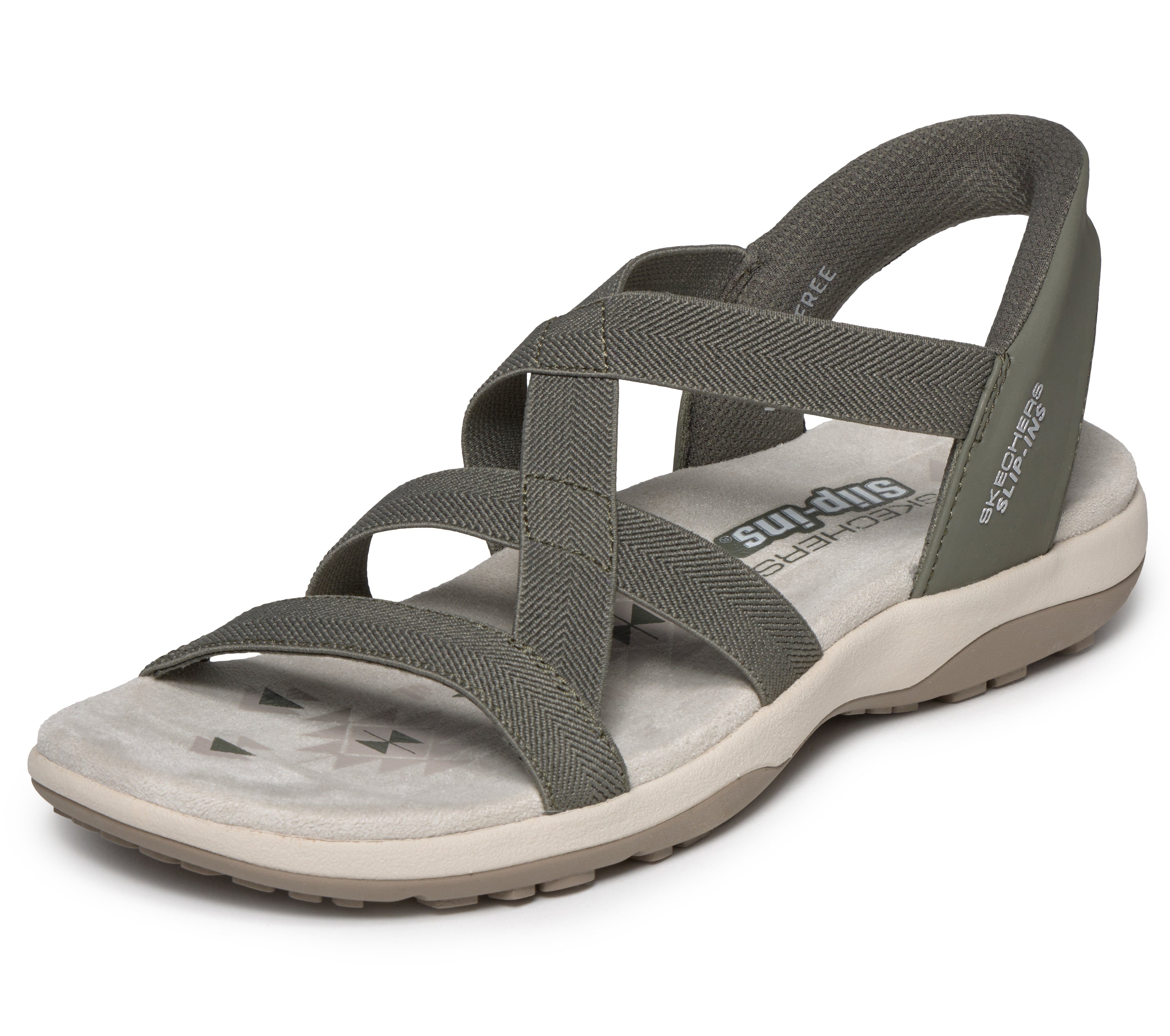 Skechers REGGAE SLIM-STRETCH FLEX Sandale Flats, Trekking Sandale mit Slip-ins Funktion