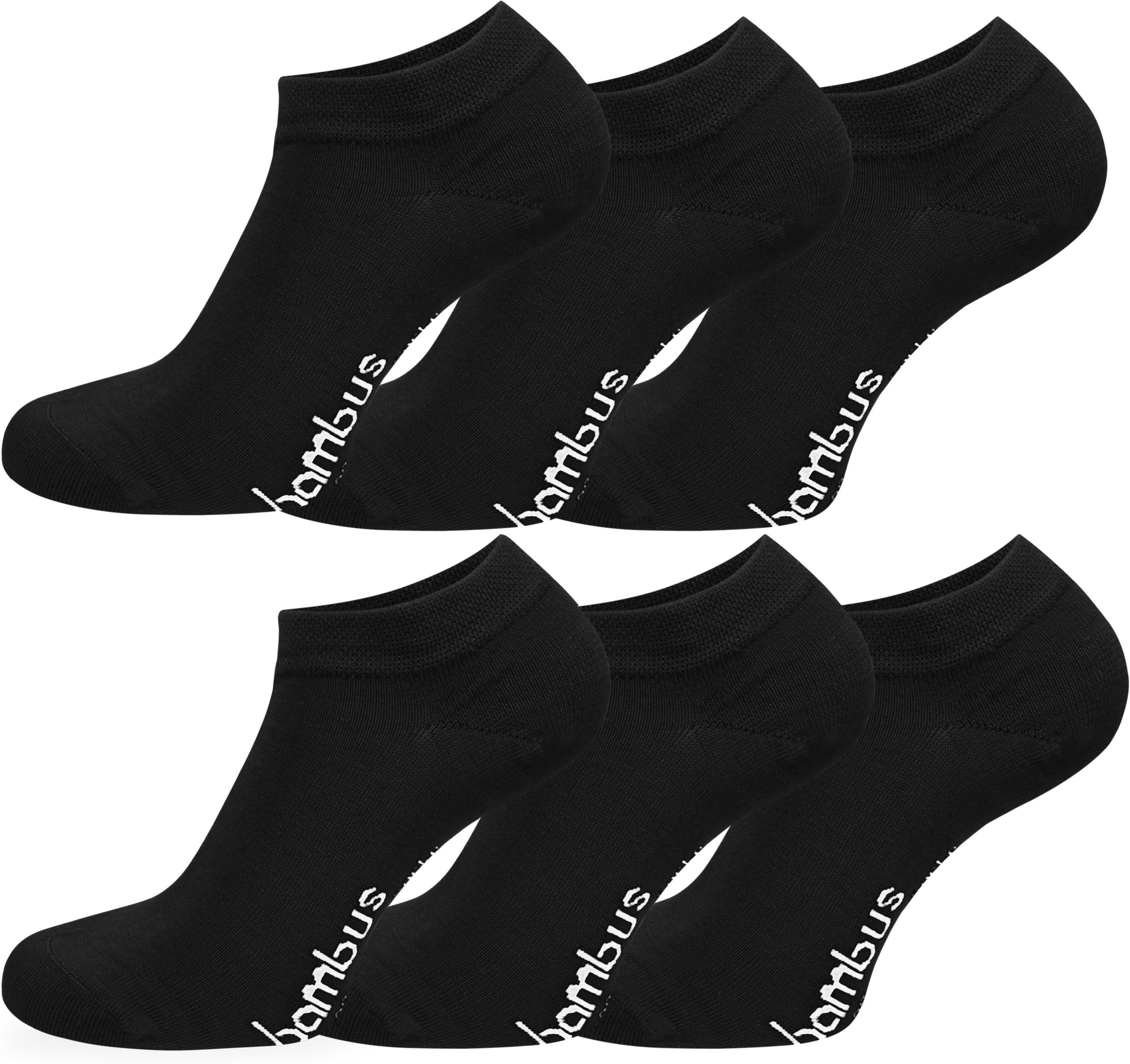 normani Sneakersocken Viskose durch (6er-Set, 6 Bambus-Gesundheitssocken Paar Paar) Schwarz 6 Sneakers seidenweich