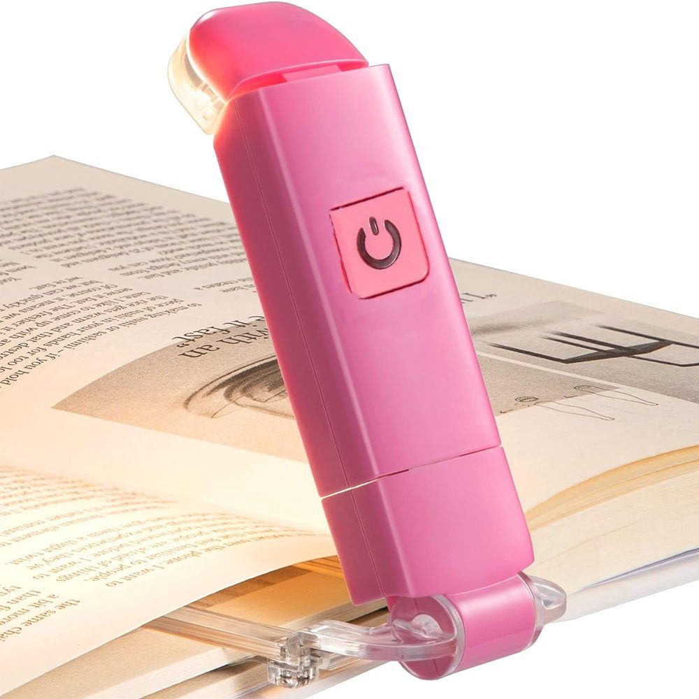 Buchlampe Leselampe rosa Lesen Wiederaufladbare Einstellbare Sarfly für Bett, Buch Klemmleuchte, Klemme, USB Leselampe im 3 LED Helligkeitsstufen