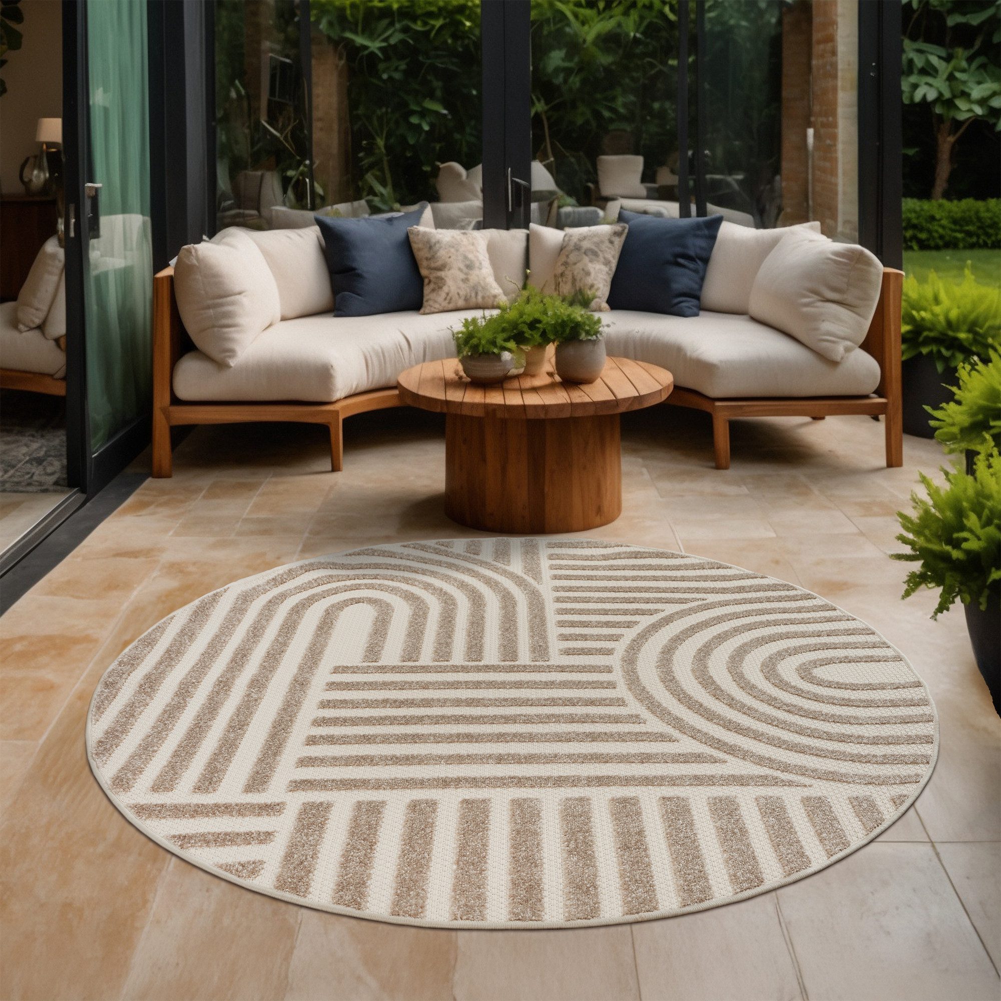 Sanat Teppich Berlin, rund, Höhe: 6 mm, In -und Outdoor geeignet, Außenbereich,Terasse, Balkon, modern