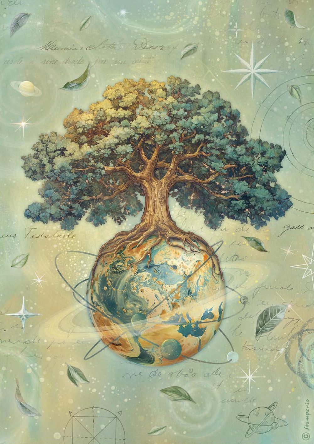Stamperia Seidenpapier Motiv-Strohseide A New Beginning - The World Tree, DIN A4