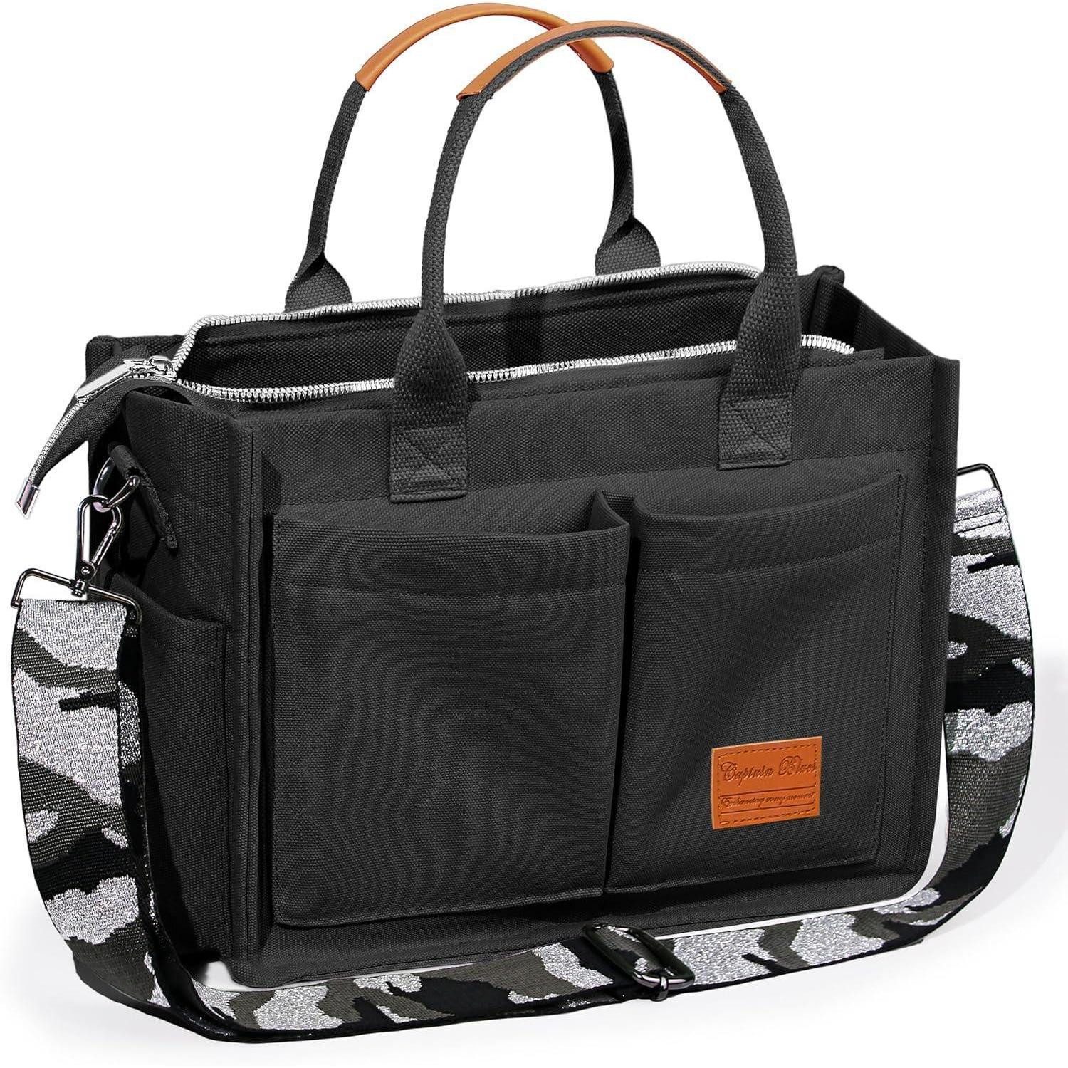 LuxusKollektion Shopper Große Canvas Tasche Damen mit vielen Fächern - Blau