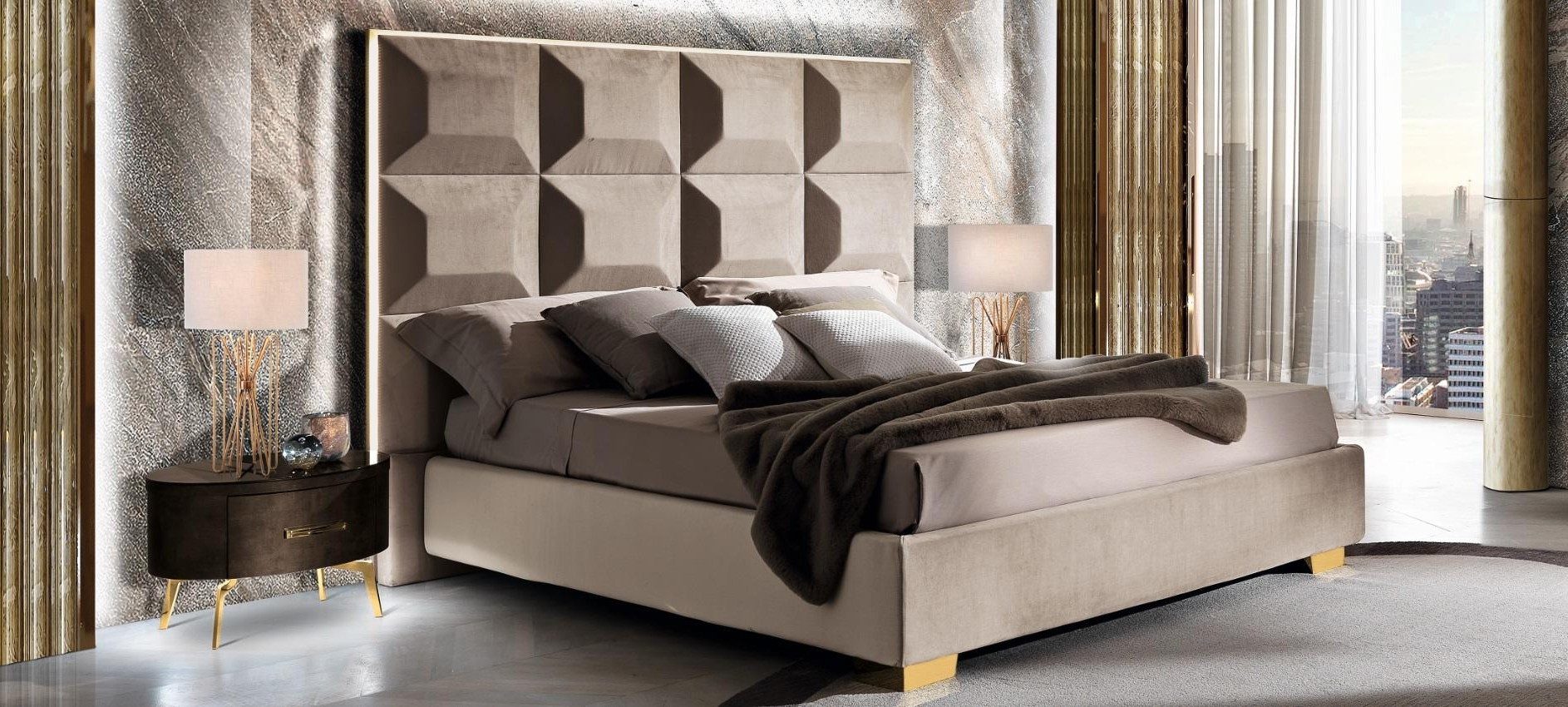 Xlmoebel Polsterbett Luxus Chesterfield Bett im Barock-Stil mit edlen Textilien (1-tlg., Bett), Hergestellt in Europa