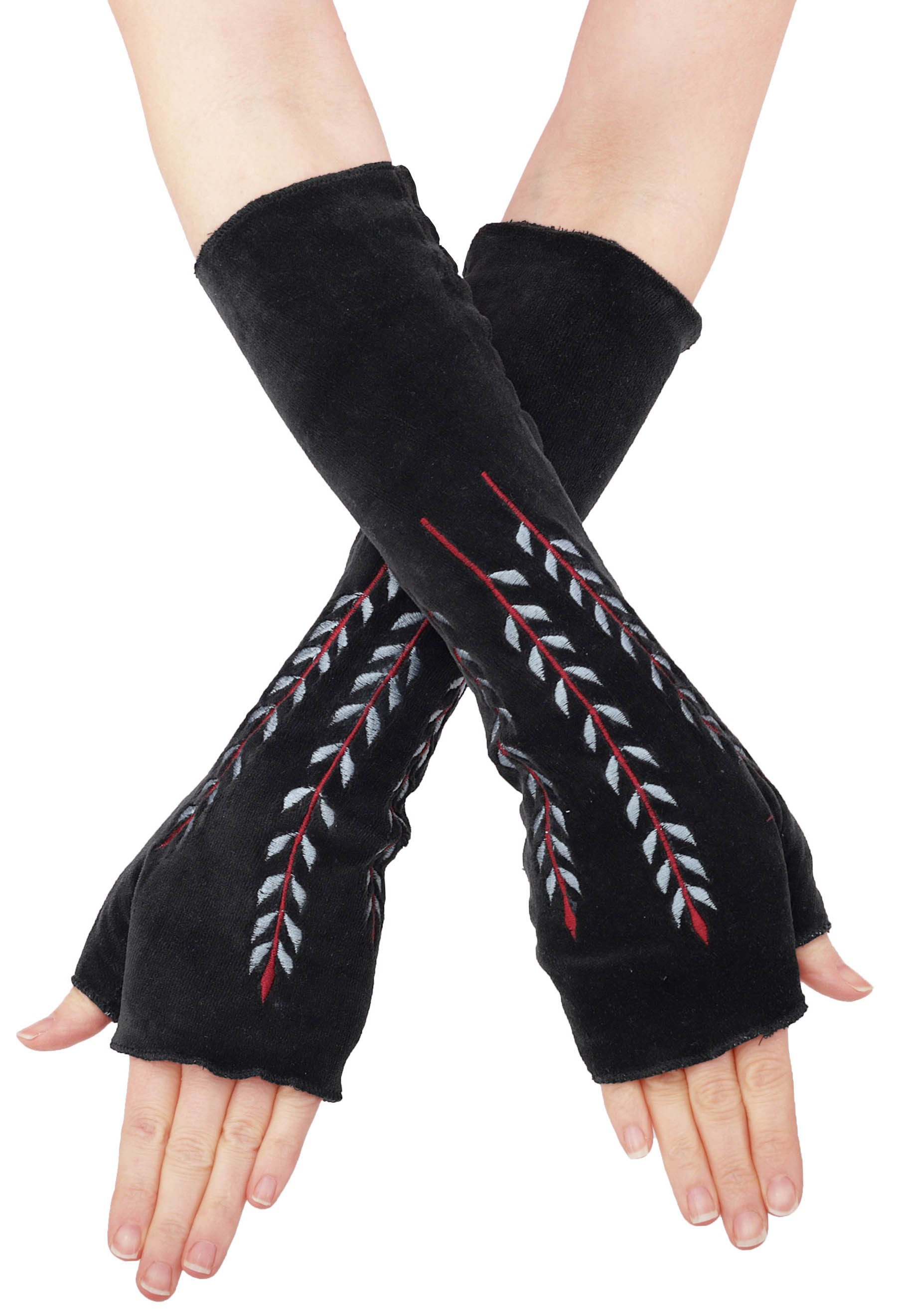 PUREWONDER Armstulpen Bestickte Armstulpen aus Samt, Pulswärmer Handstulpen hw14 Schwarz (1 Paar) aus Samt