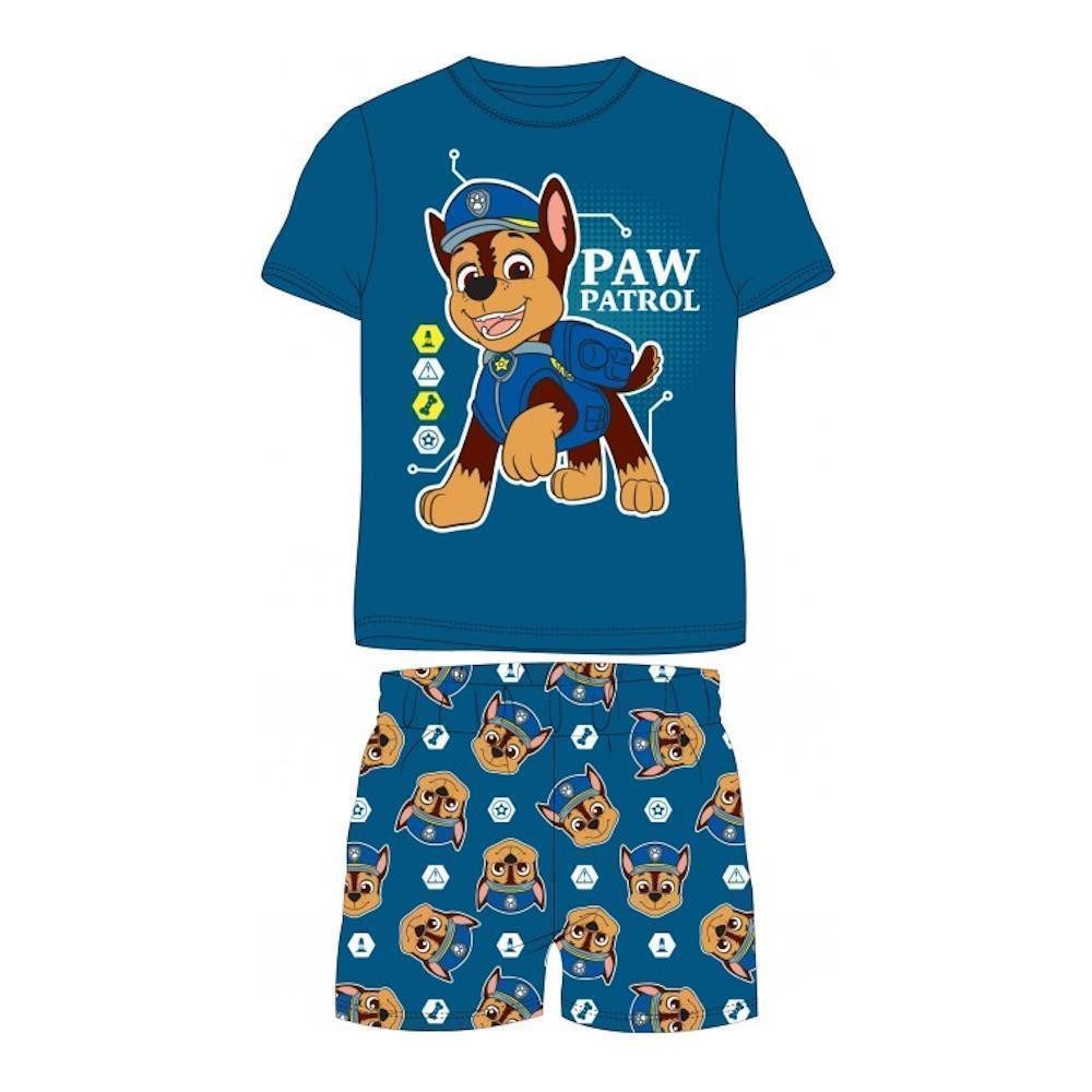 PAW PATROL Pyjama Jungen-Pyjama PAW Patrol „Chase“ kurz, Blau & Marineblau, Gr. 98-12 (Set, 2 tlg)