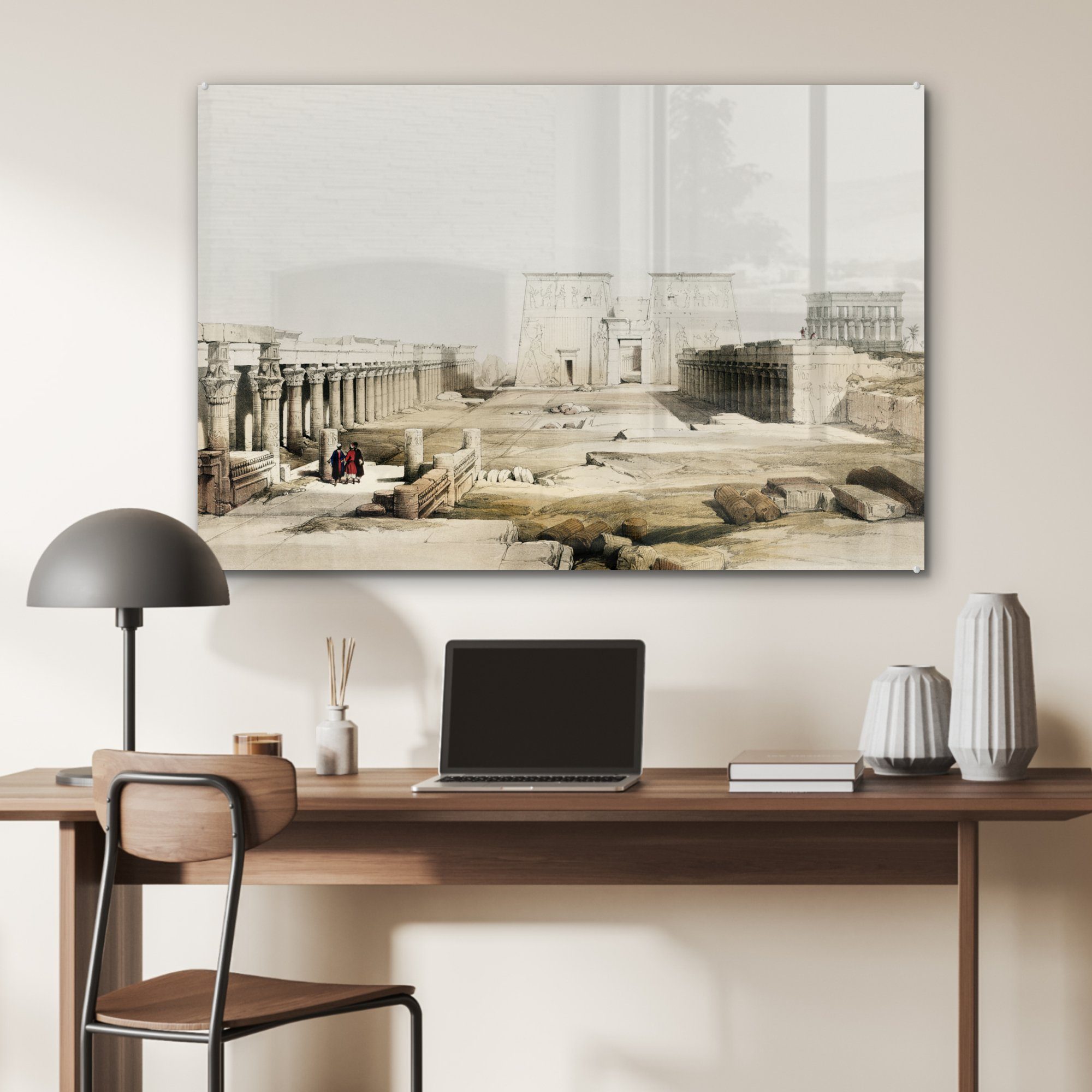 den Schlafzimmer David Wohnzimmer Roberts, MuchoWow an Tempel St), Acrylglasbilder Annäherung von (1 Große Nubia & Philae - Acrylglasbild