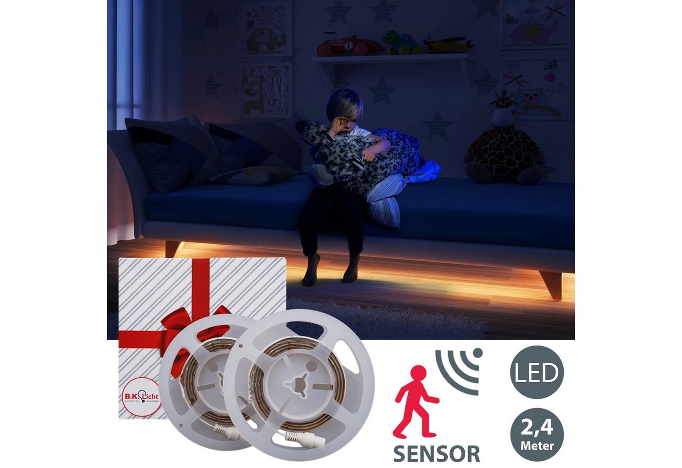 B.K.Licht LED-Streifen »Chara«, LED Band Bettlicht mit Bewegungsmelder Nachtlicht Dämmerungsensor-HomeTrends
