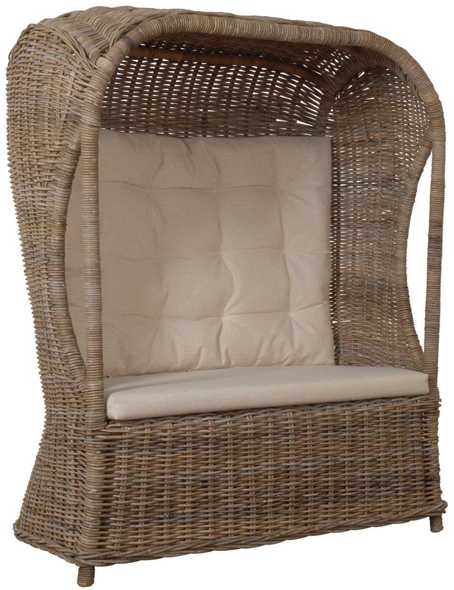 Krines Home Loungesessel Rattansessel "Beach" Strandkorb Optik Rattan Flecht-Sessel mit Dach