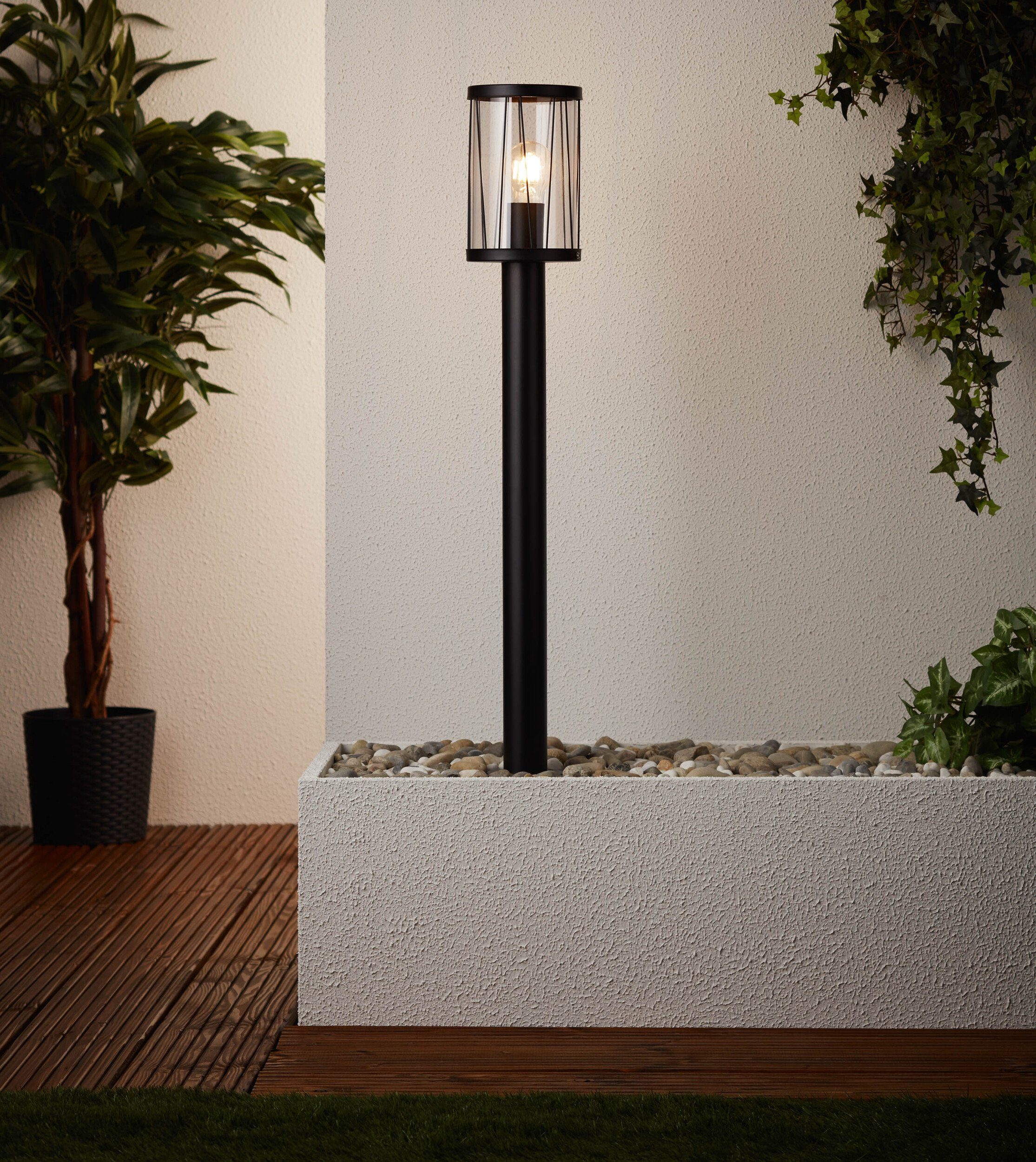 Lightbox Außen-Stehlampe, ohne Leuchtmittel, Pollerlampe, 81cm Höhe, Ø 13cm, E27, max. 40W, IP44, Metall/Kunststoff