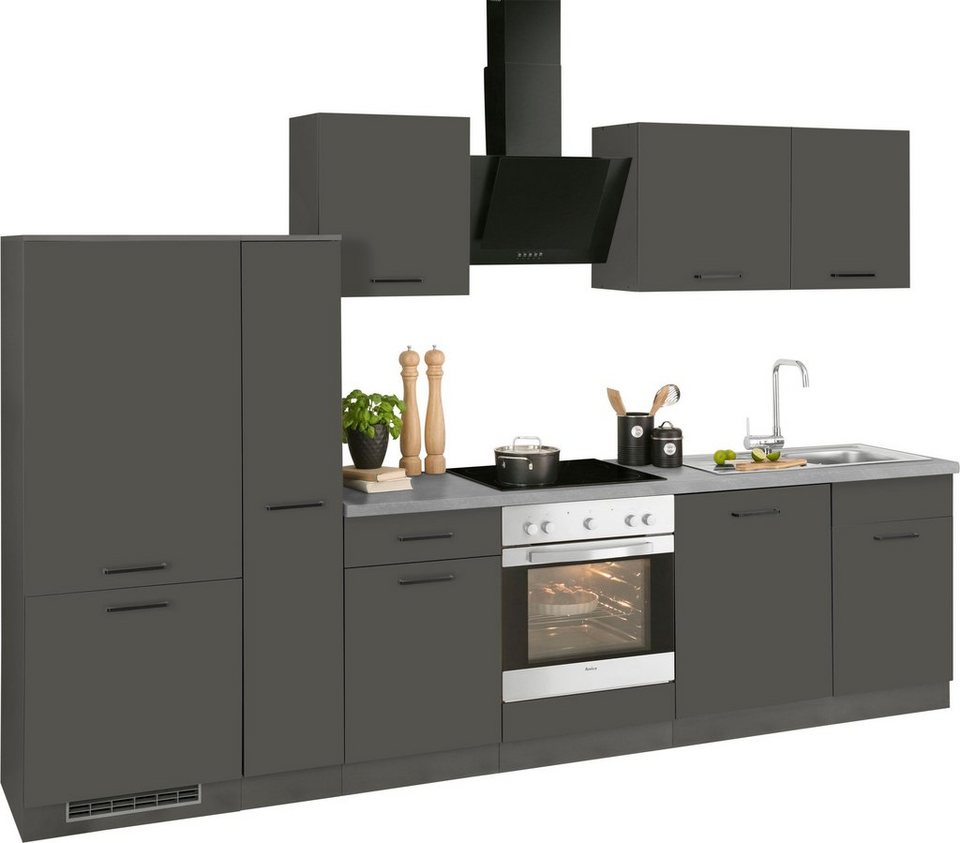wiho Küchen Küchenzeile Esbo, mit E-Geräten, Breite 310 cm, Pflegeleichte  Oberfläche