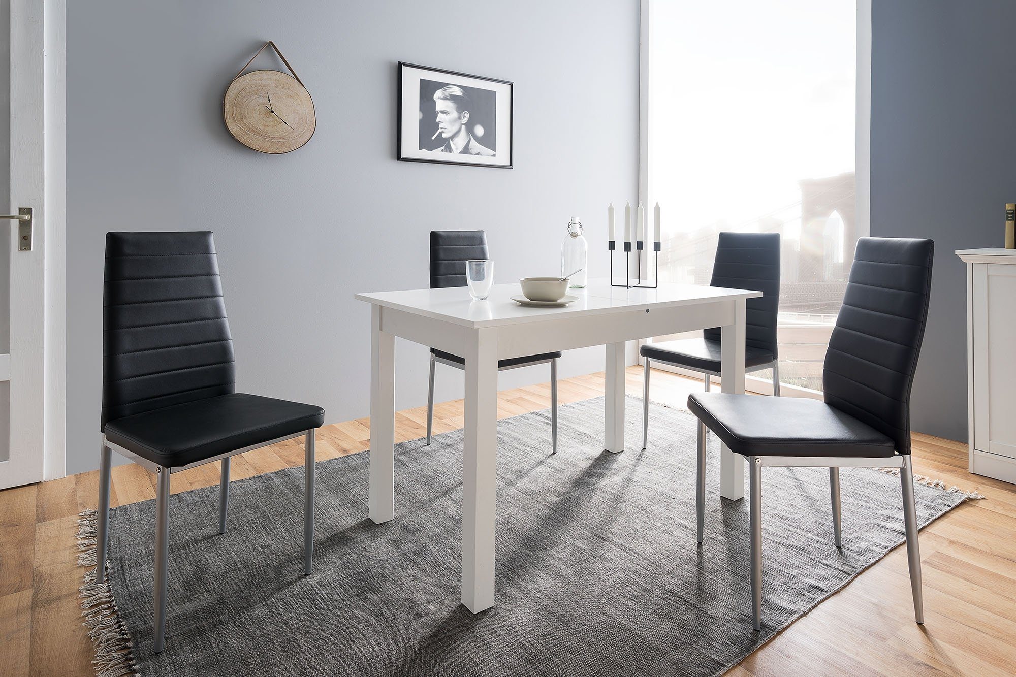 Newroom Esstisch Noa, ausziehbar inkl. Küchentisch 40cm Speisetisch Weiß Tischplatte