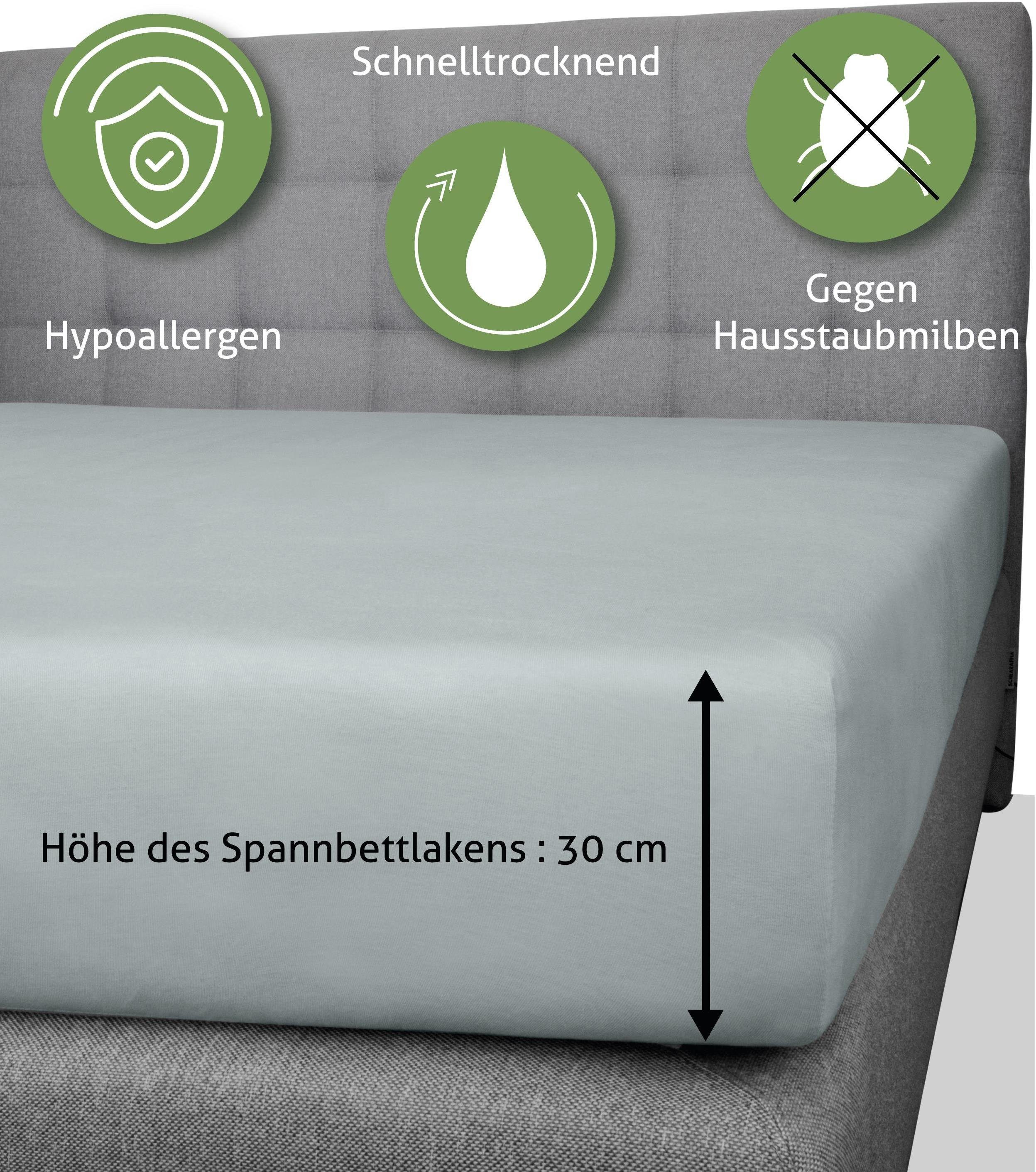 Aspero Spannbettlaken Spannbetttuch, Interlock, Gummizug: rundum, Kühlendes Bettlaken aus 100 % weicher Bambusfaser und 35 cm Steghöhe – Bild 4 von 5