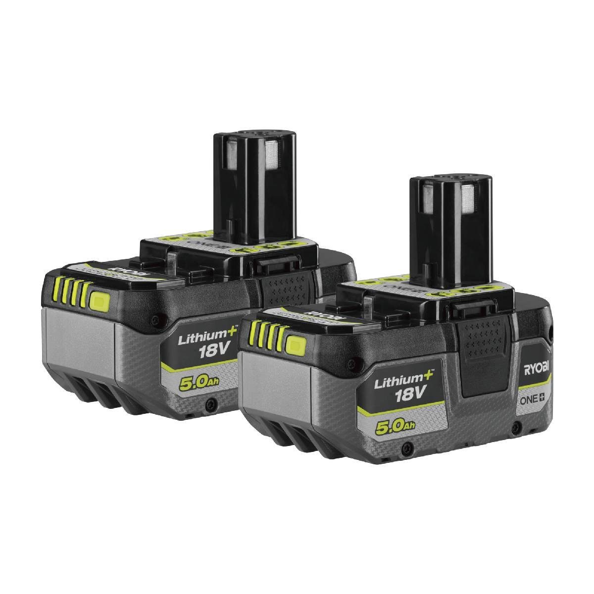 Ryobi 18 V ONE+ Doppelpack 2x 5,0Ah Akku Akku-Set (2 St), IntelliCell™ intelligente Akku-Technologie