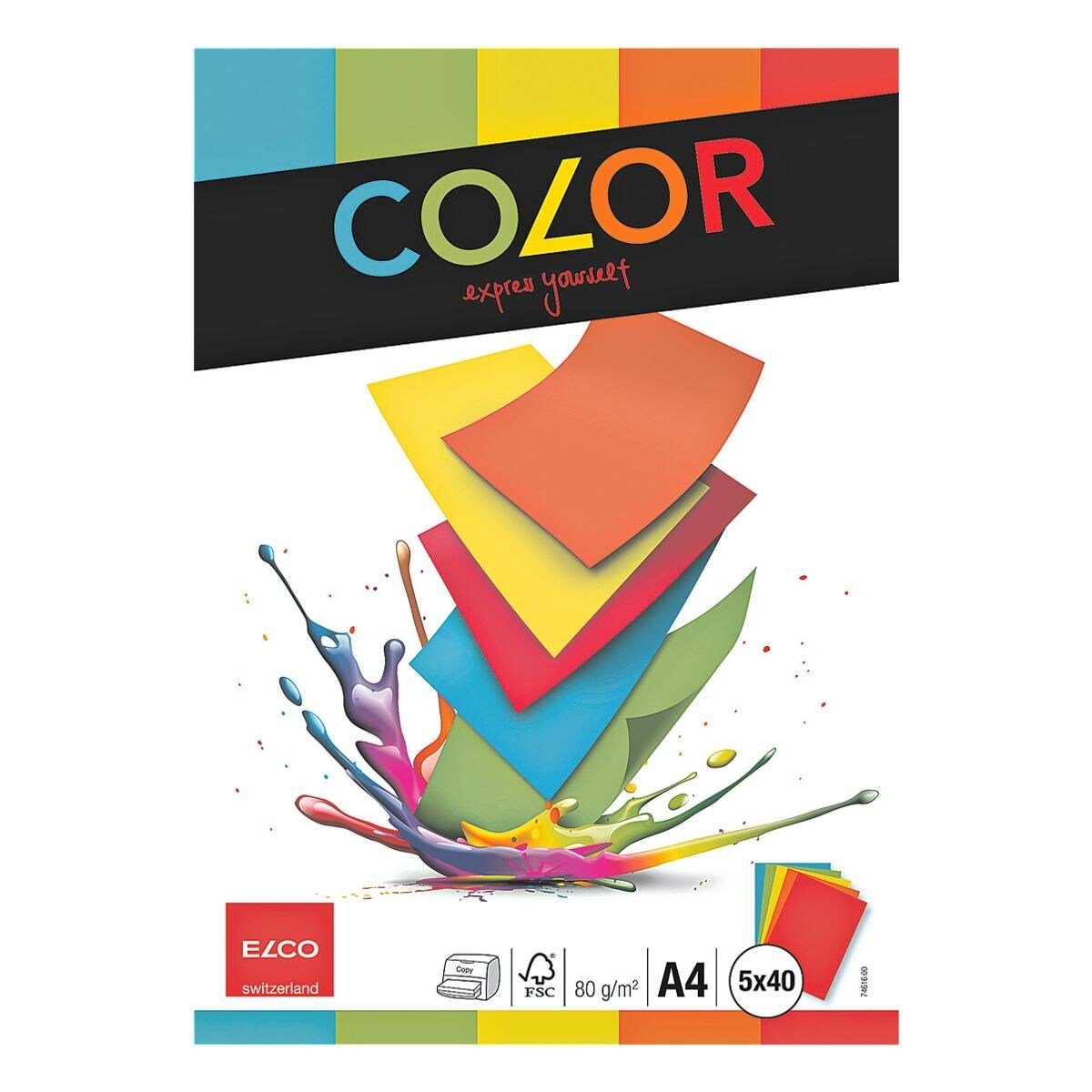 A4, intensiv-farbig, 200 ELCO COLOR, Format Briefpapier 80 g/m², Blatt
