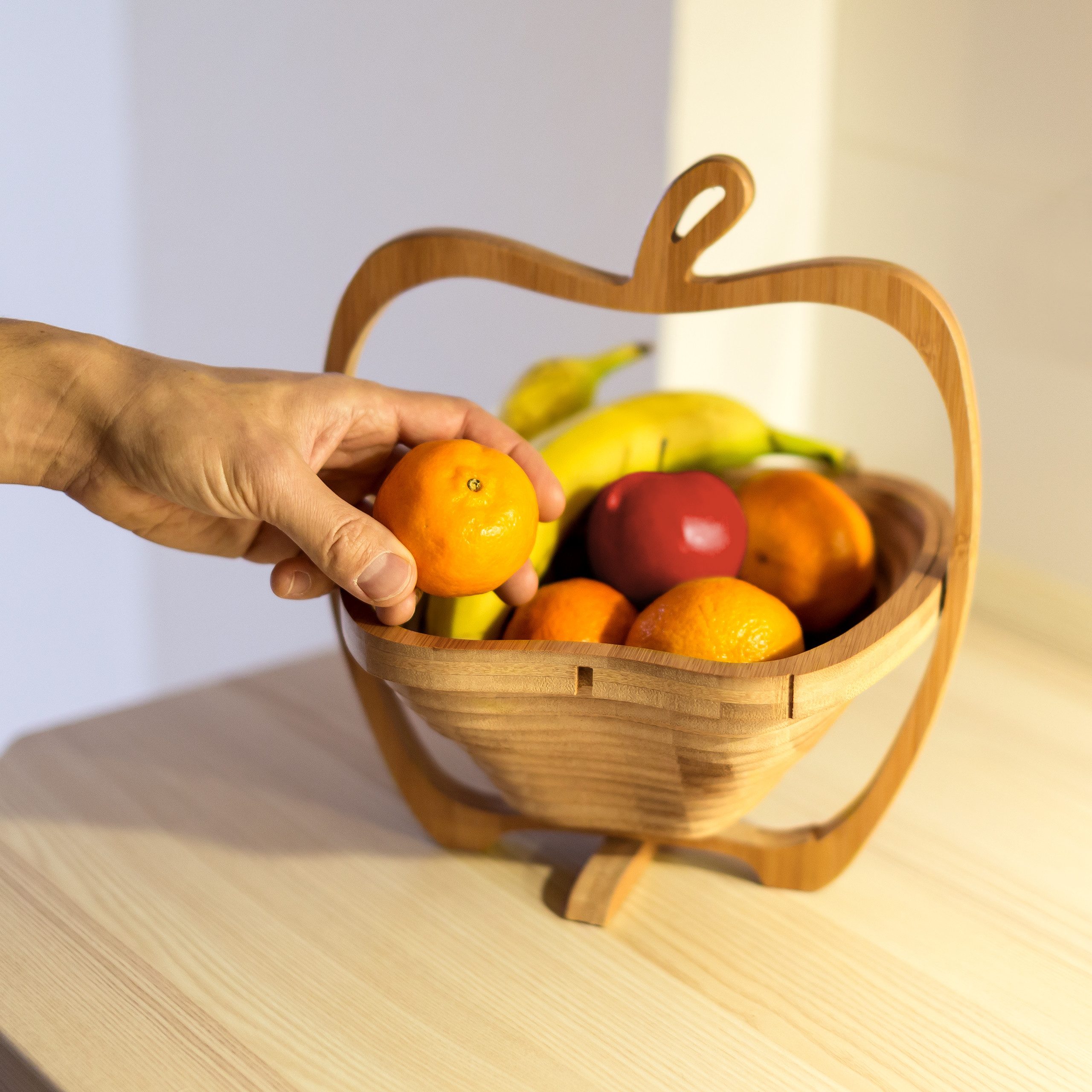 relaxdays Obstschale 2-teiliges Obst Set aus Bambus, Bambus