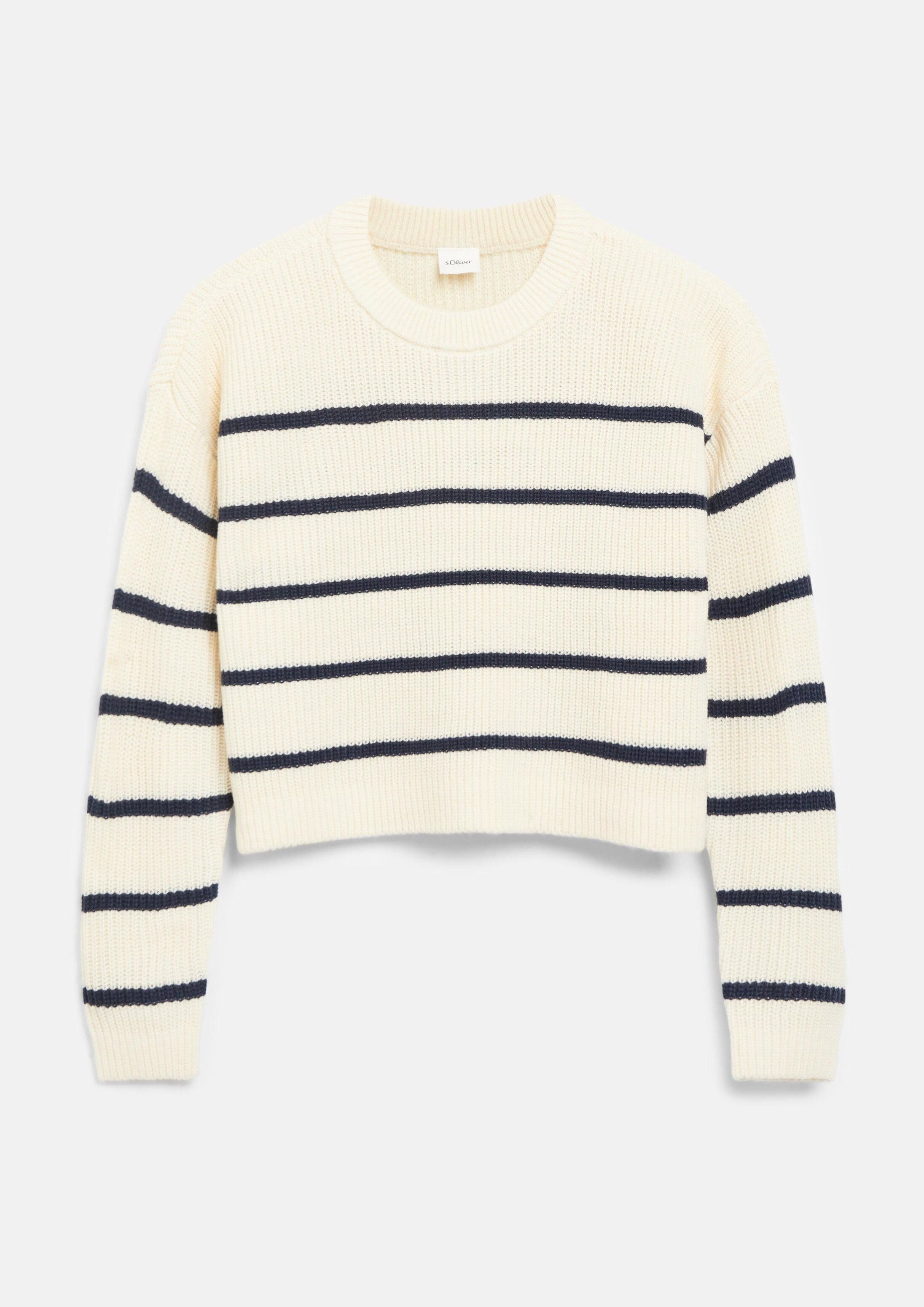 s.Oliver Longpullover Strickpullover Verkürzter Strickpullover im Boxy-Fit