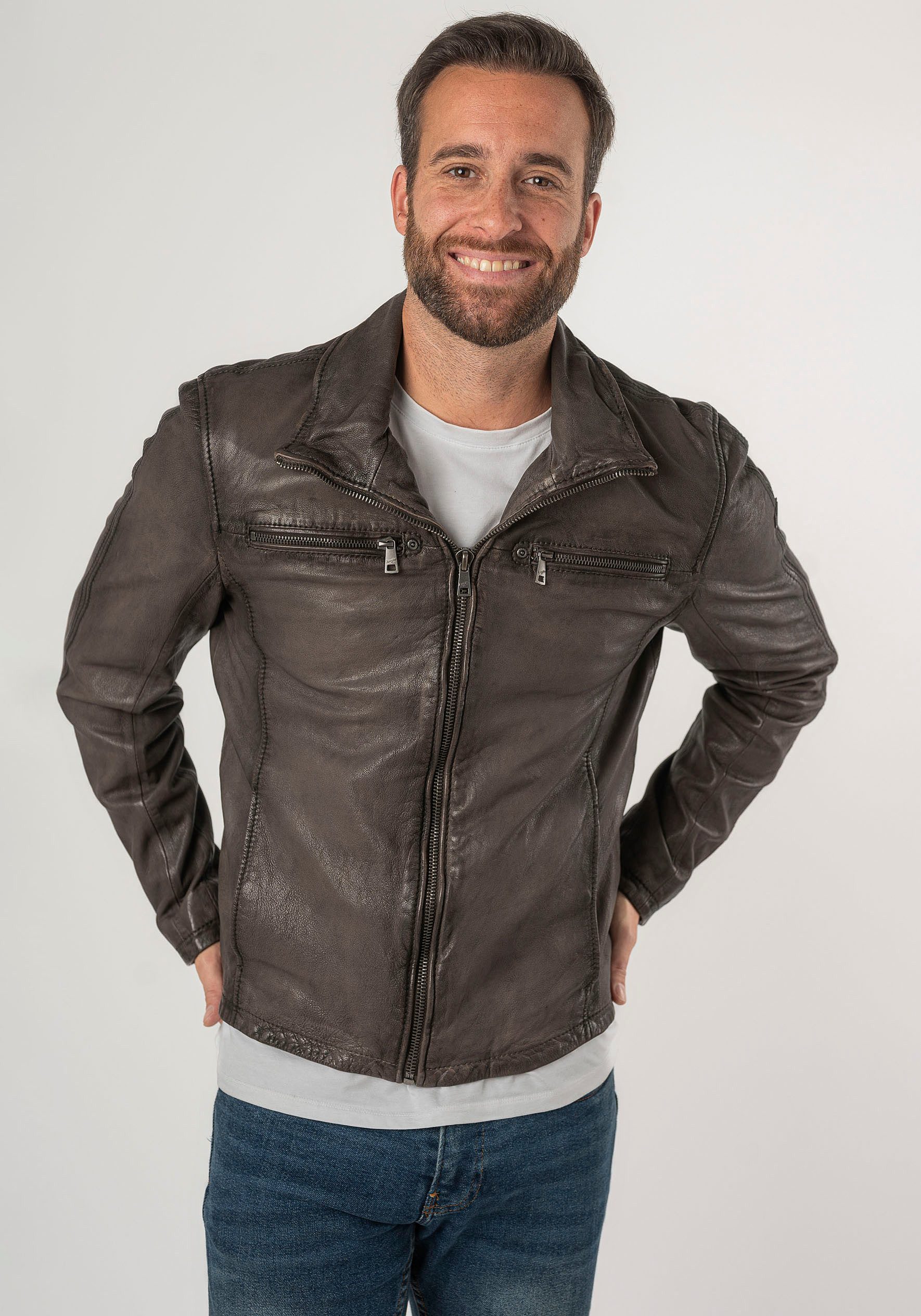 Mauritius Lederjacke MMSantiago Antique mit Reißverschluss, günstig online kaufen